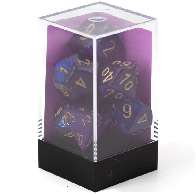 Borealis Polyhedral Royal Purple / gold   7-DieSet
