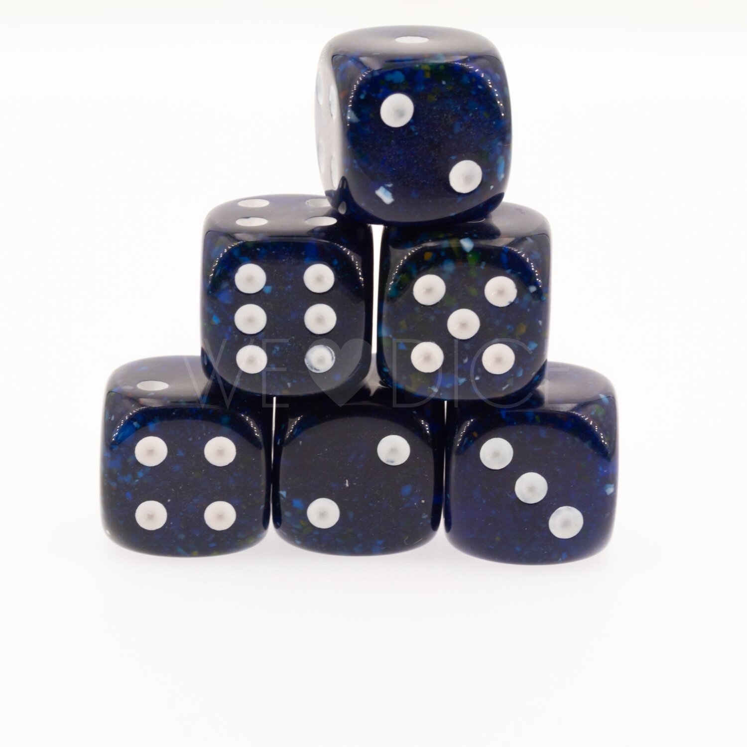 16mm W6 Würfel in tiefblau / weiss