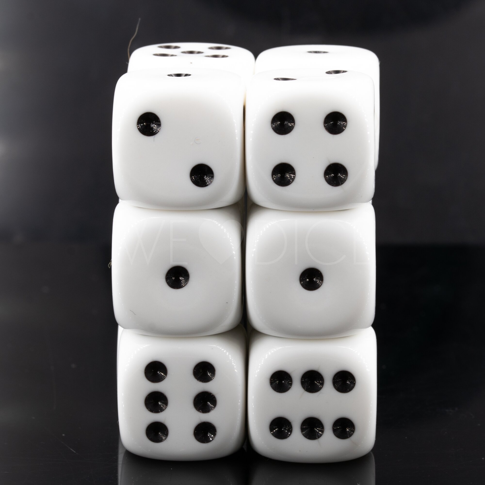 Opaque white / black 18mm D6 Dice Set  (12 Pcs)