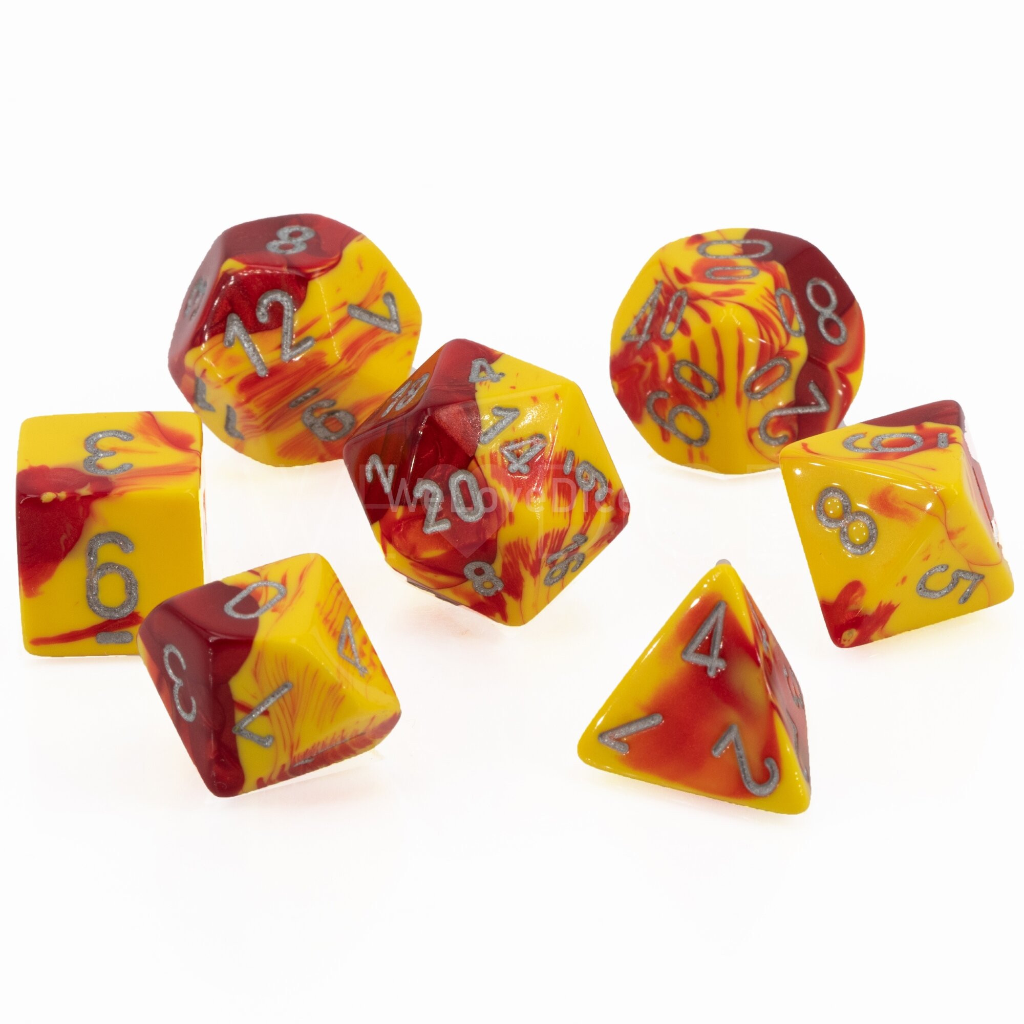 Gemini® Polyhedral Rot-Gelb / silber 7-Würfel Set