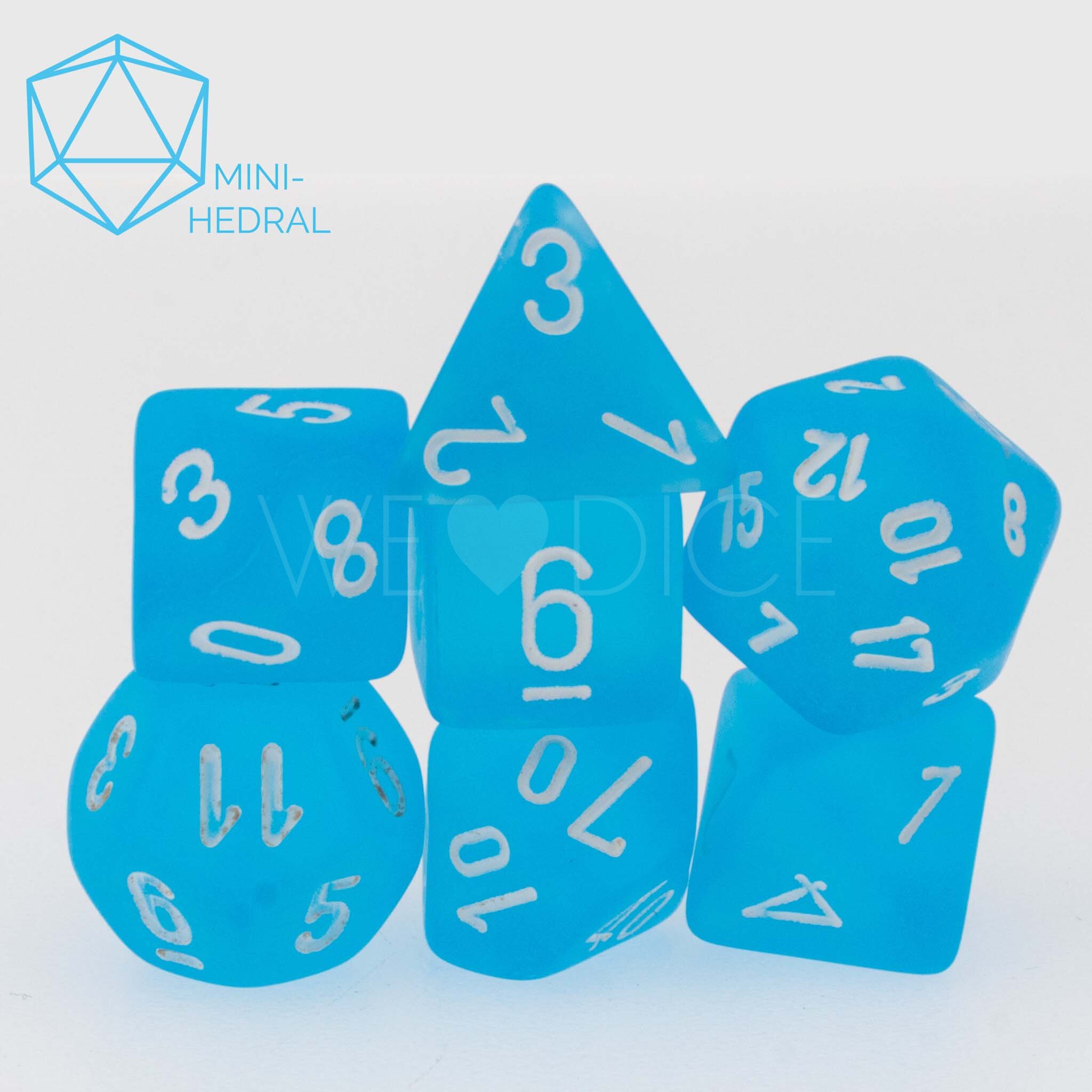 Mini-hedral Frosted Polyhedral Karibikblau / Weiß 7-Würfel Set