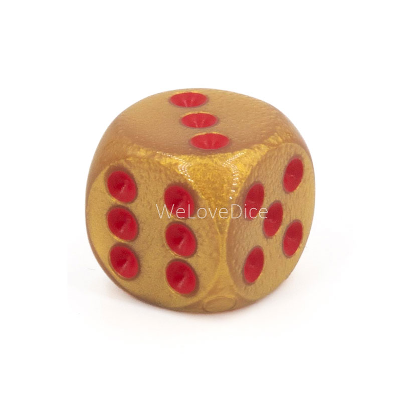 16mm W6 Würfel in goldgelb / rot