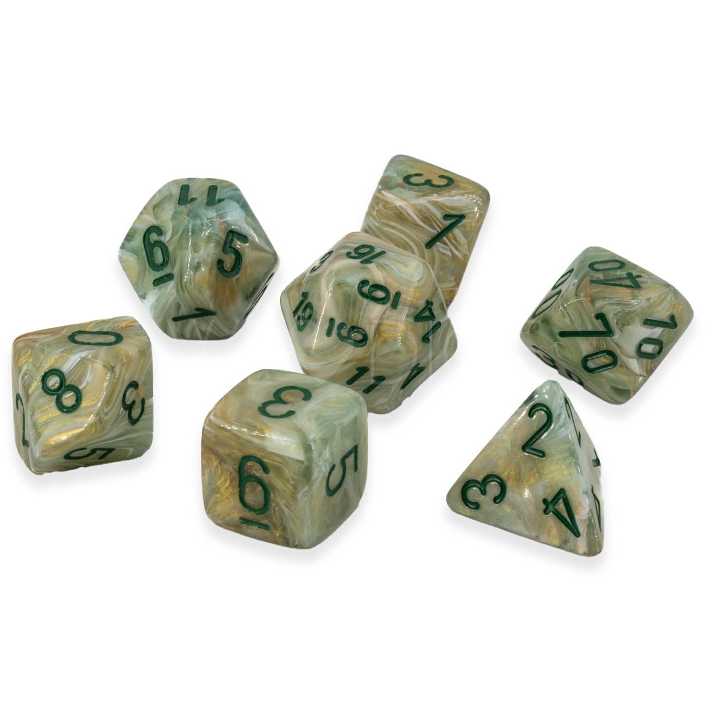 marble Mega-hedral™  Polyhedral Green / dark green 7-DieSet