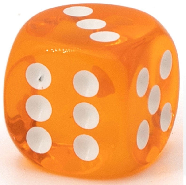 30mm W6 Würfel in orange / weiß