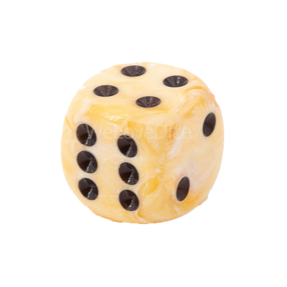 16mm  D6 Dice in ice cream orange / black