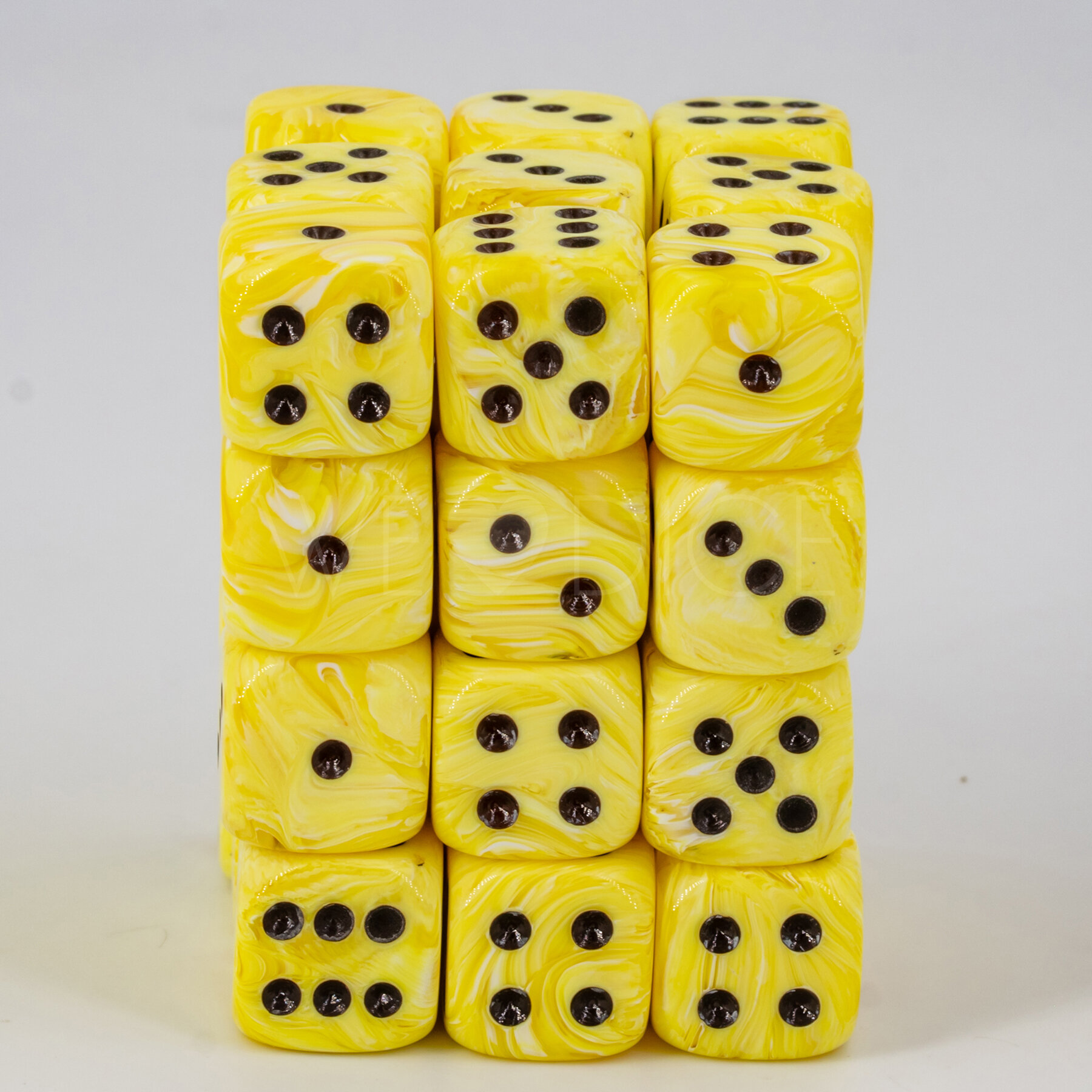 ice cream gelb / schwarz 12mm W6 Set (36 Stück)