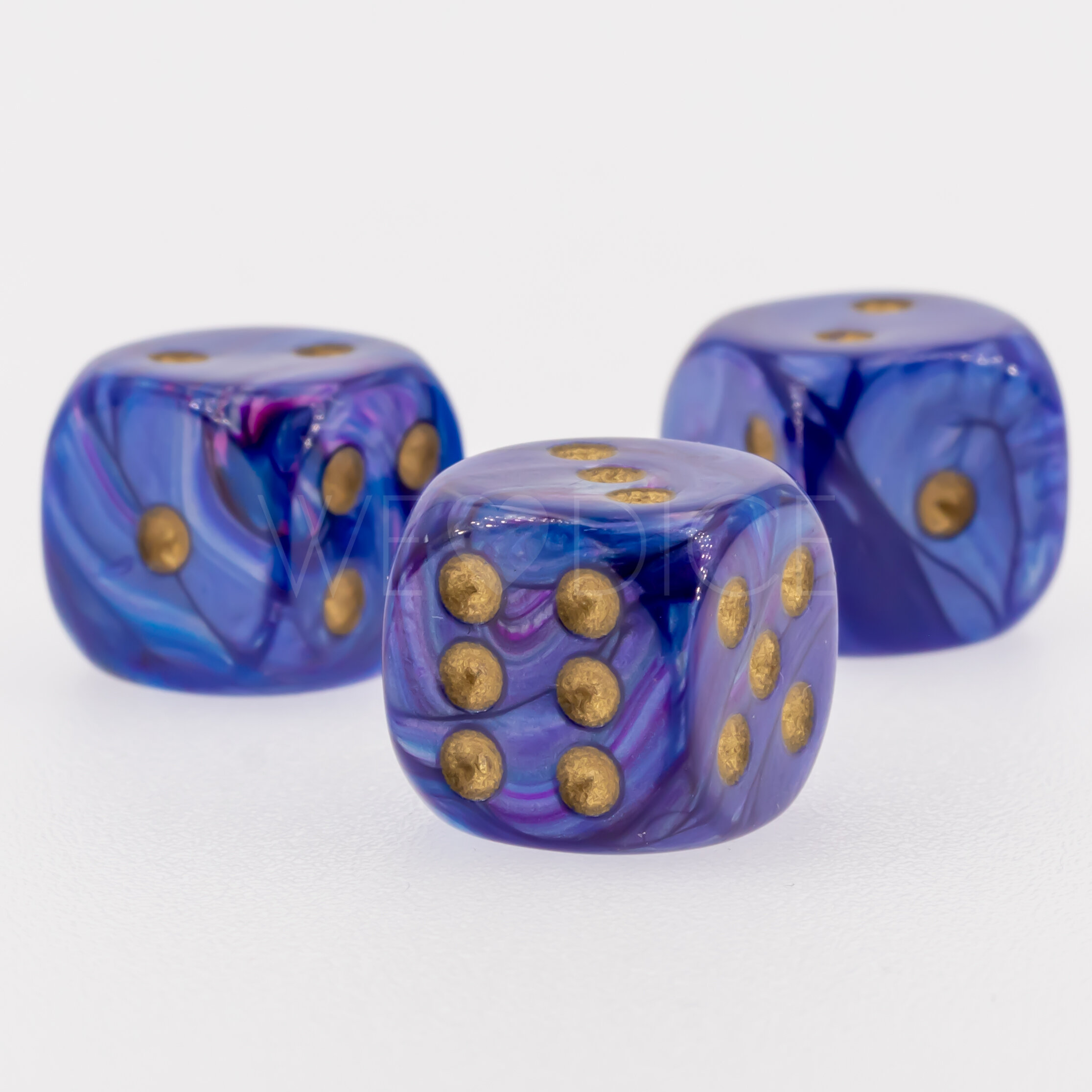 Scarab® Königsblau / Gold 12mm W6 Würfel mit Punkten (1 Stück)