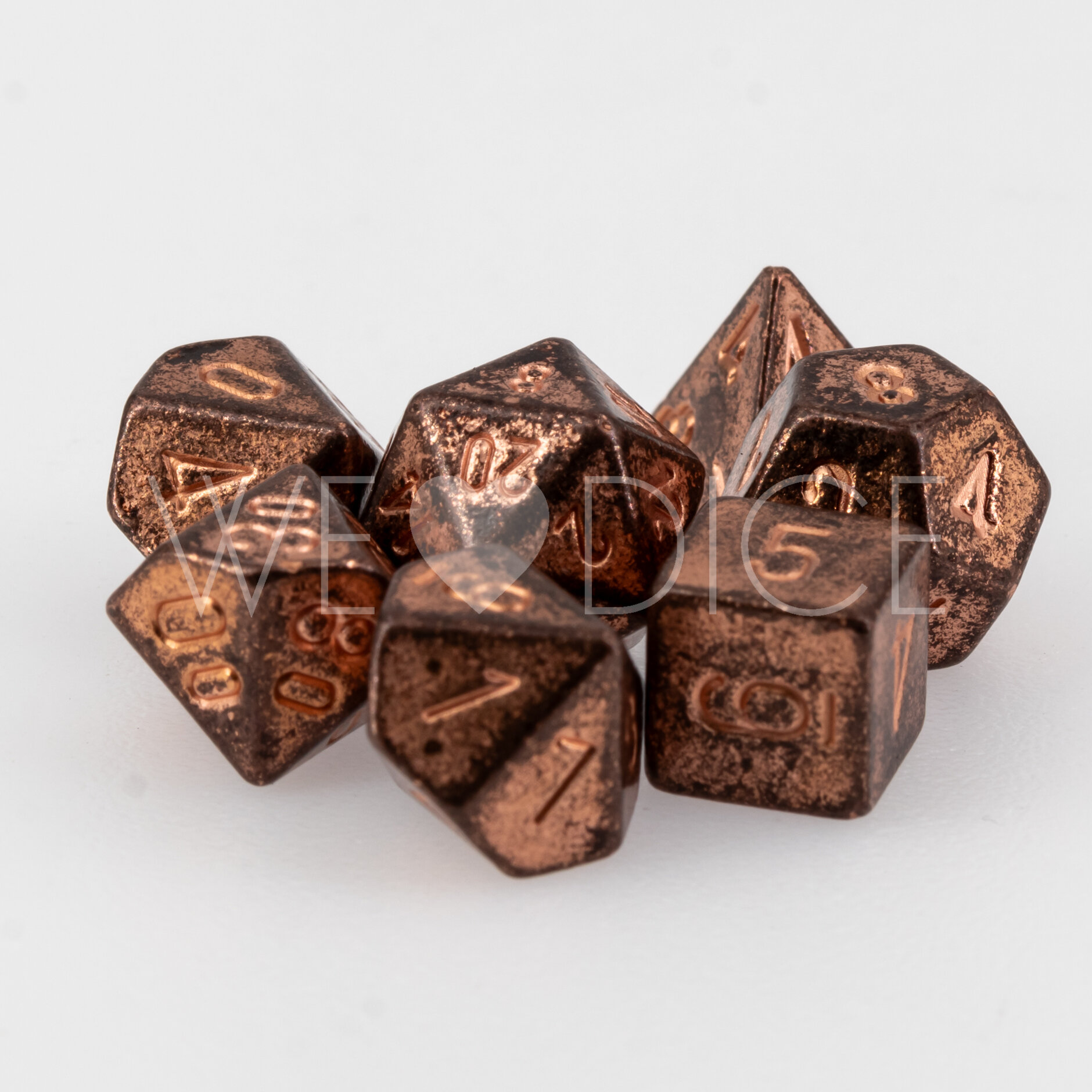 Mini Metallwürfel - Glühendes Kupfer - 7 Teile Set