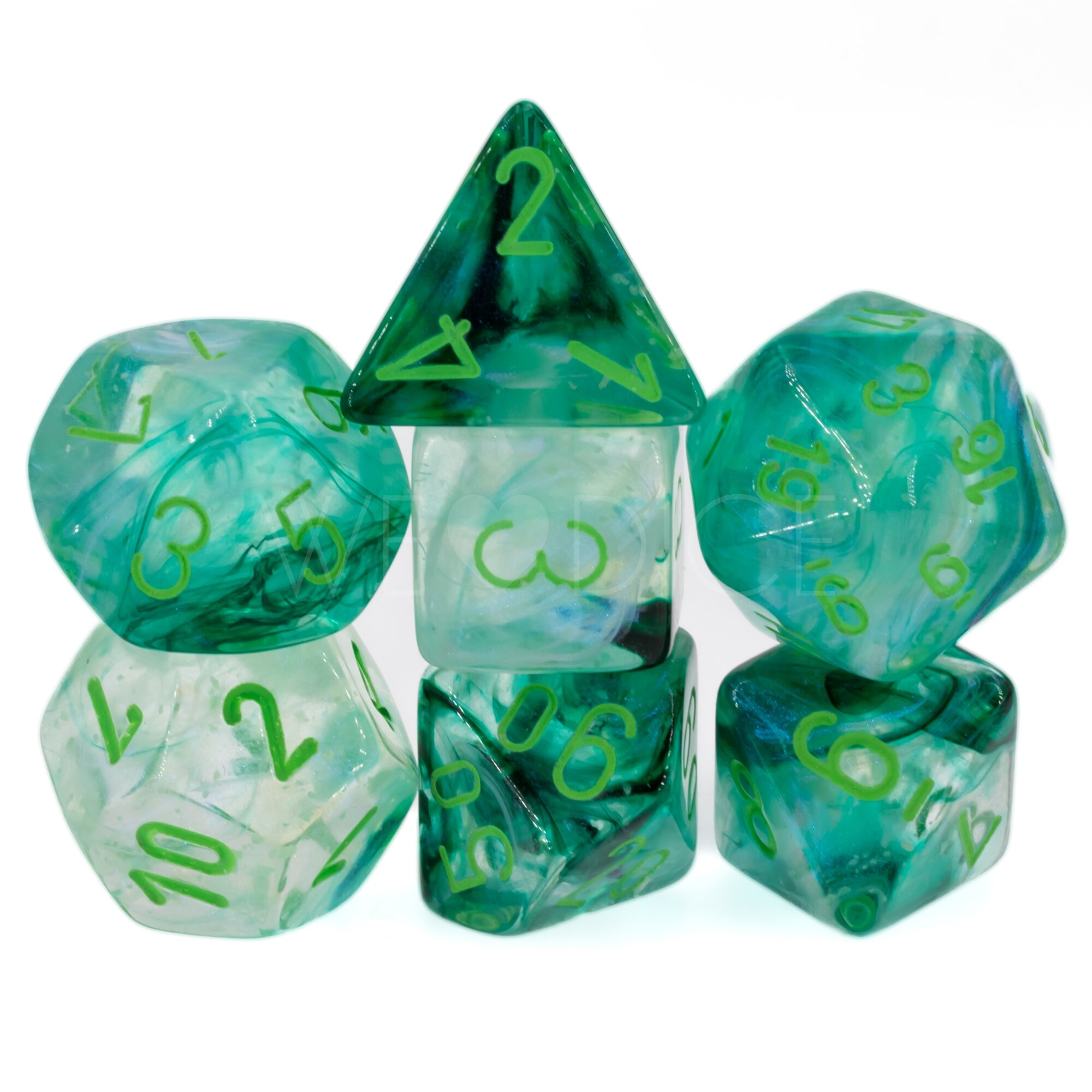 Borealis® Polyhedral Kelp / hellgrün 7-Würfel Set