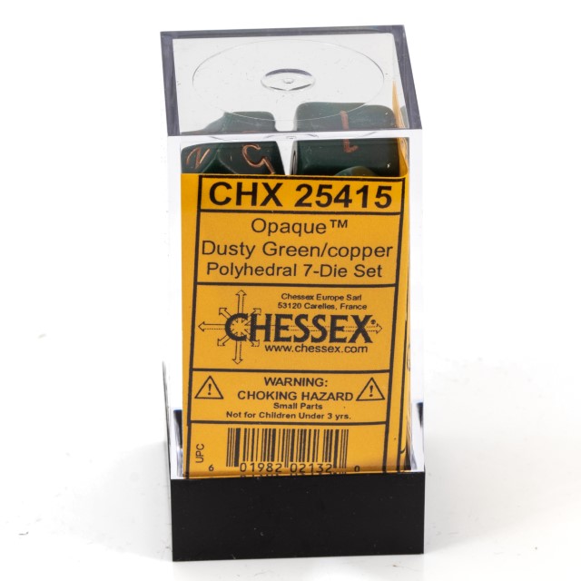 Satt Polyhedral puder grün / kupfer 7-Würfel Set