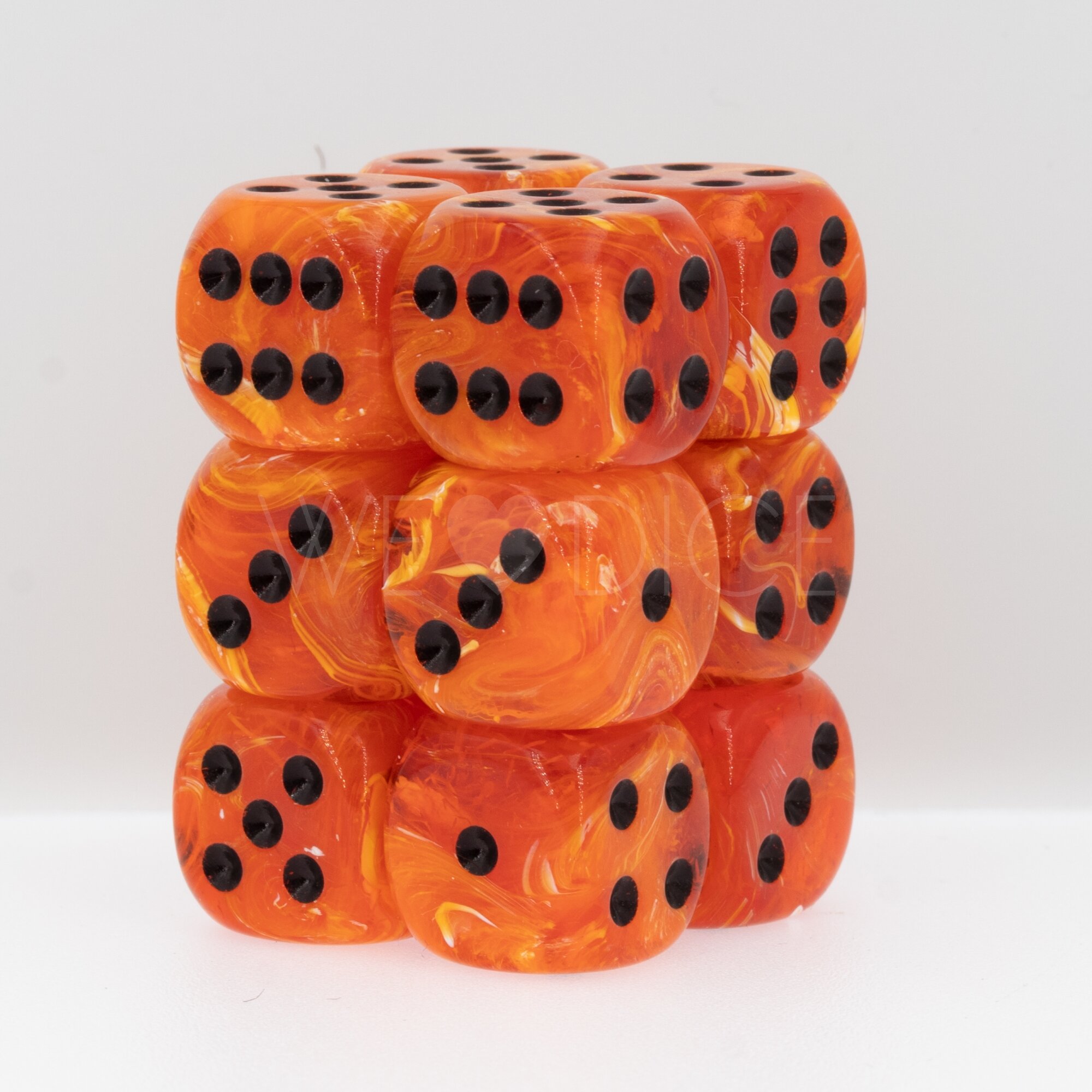 Vortex® Orange / Schwarz 16mm W6 Würfel Set (12 Würfel)