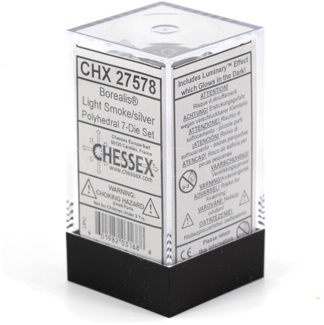 Borealis® Polyhedral Light smoke / silber 7-Würfel Set