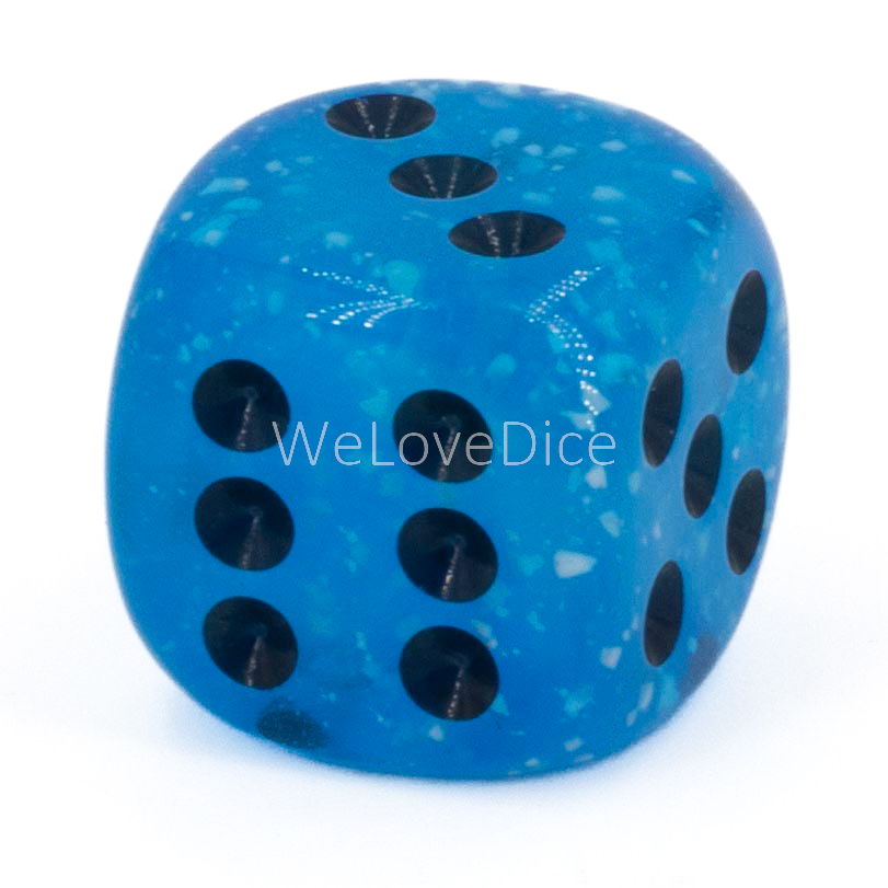 16mm  D6 Dice in cerulean blue white / black