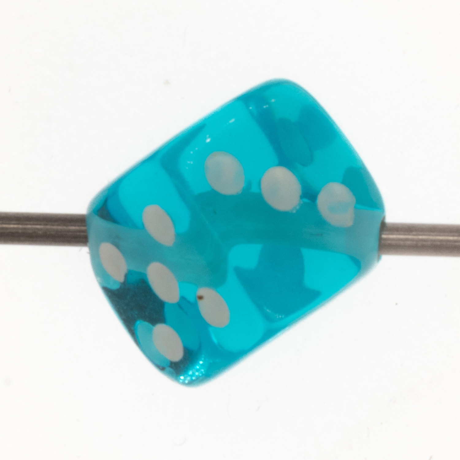  8mm Dice bead - turqoise blue / white Translucent, in