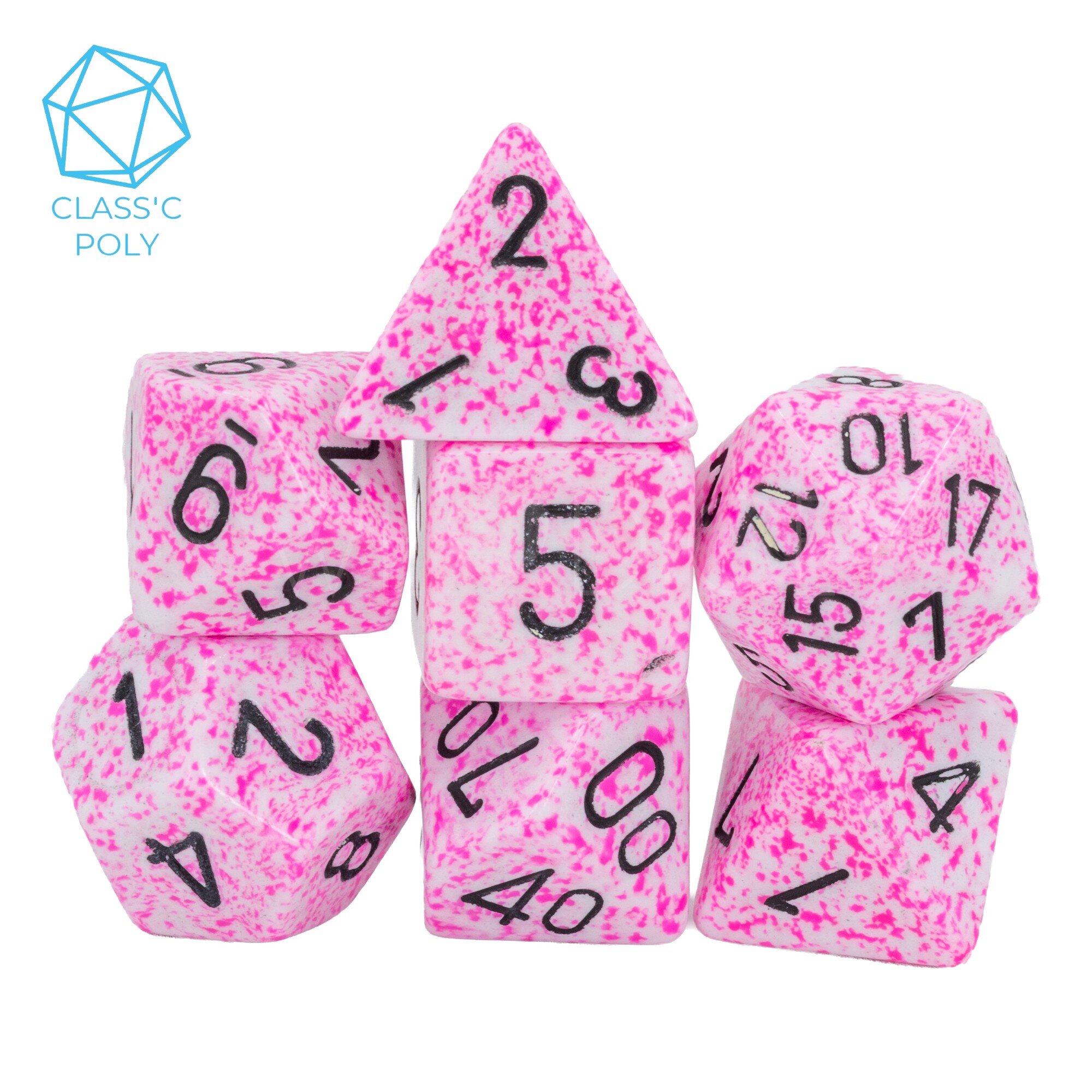 Speckled® Polyhedral Pink / black 7-Würfel Set