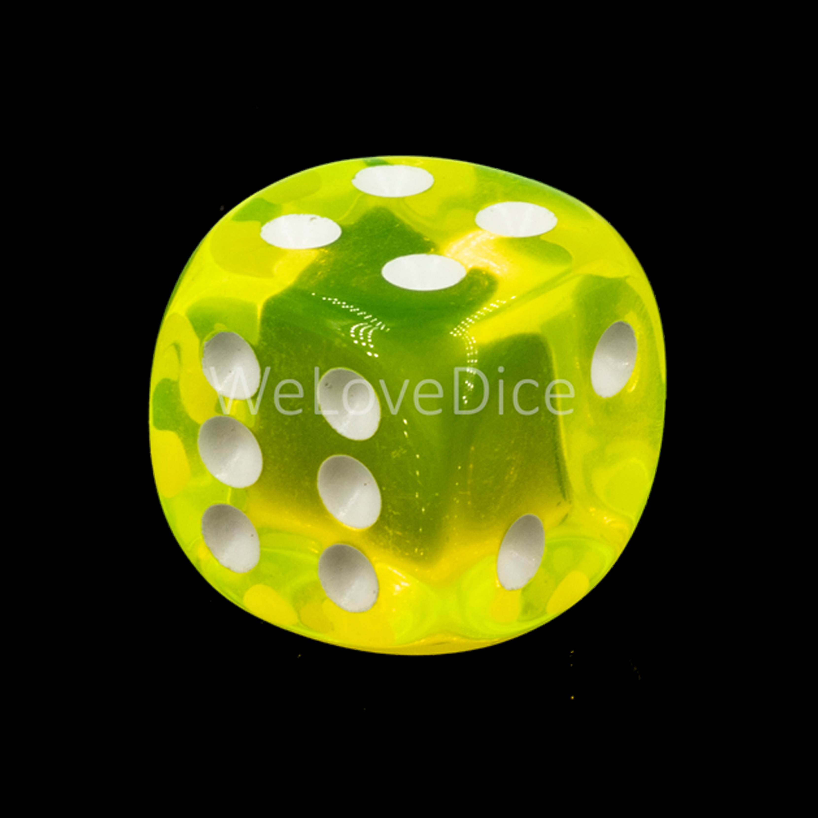 20mm W6 Würfel in neon gelb / weiß