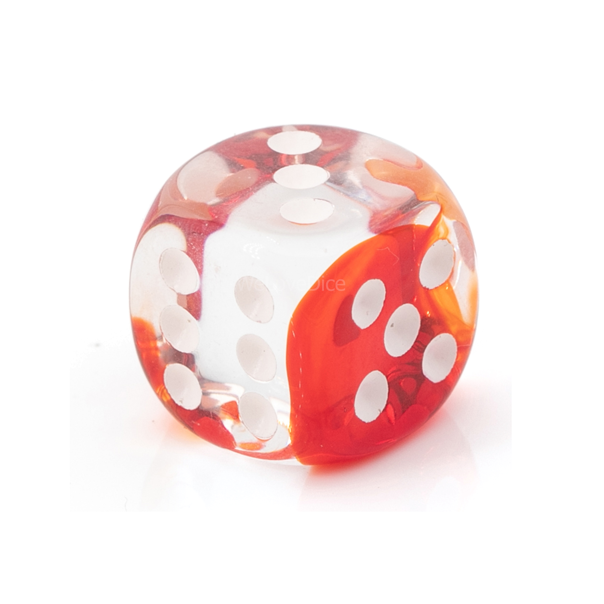 16mm W6 Würfel in kristall rot  / weiß