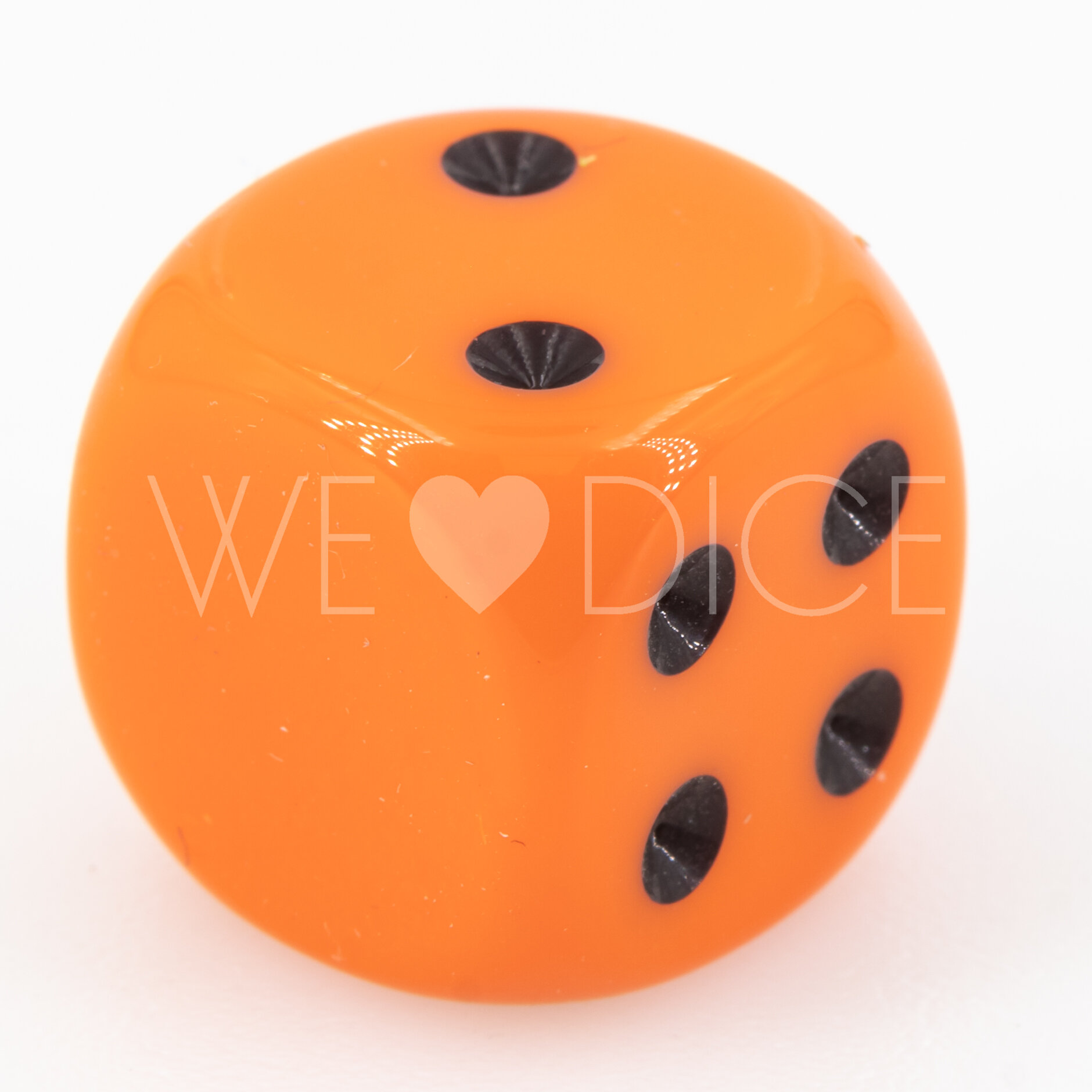 16mm Dice in orange / black Opaque no "6"