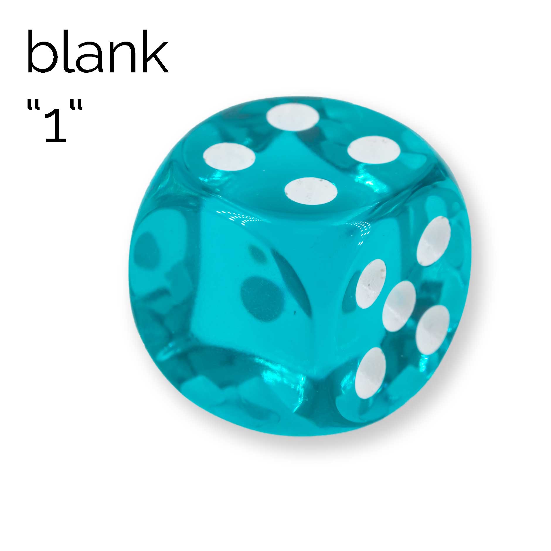 16mm Würfel in Türkis / weiß Transparent ohne "1"