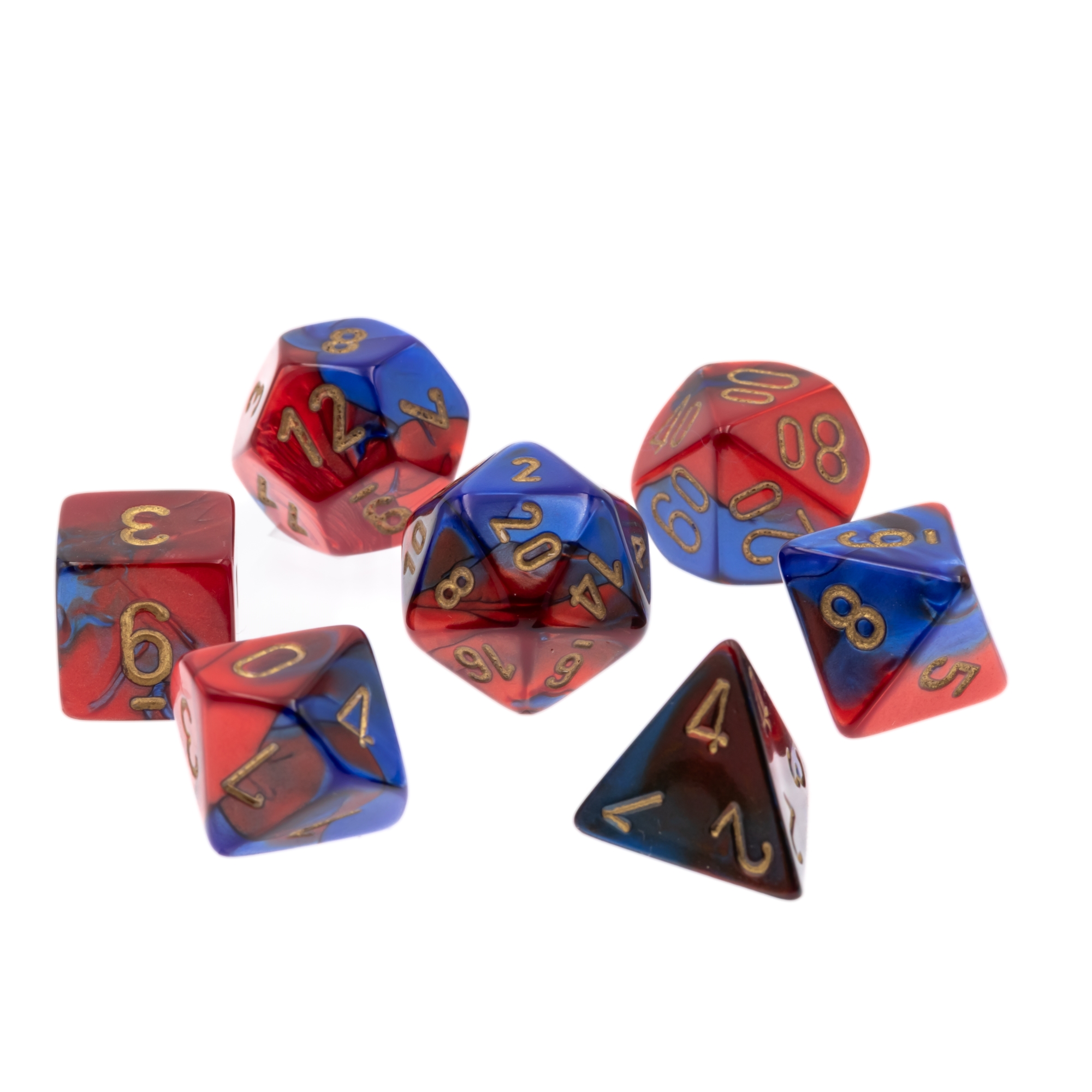 Gemini® Polyhedral Blau-Rot / gold 7-Würfel Set