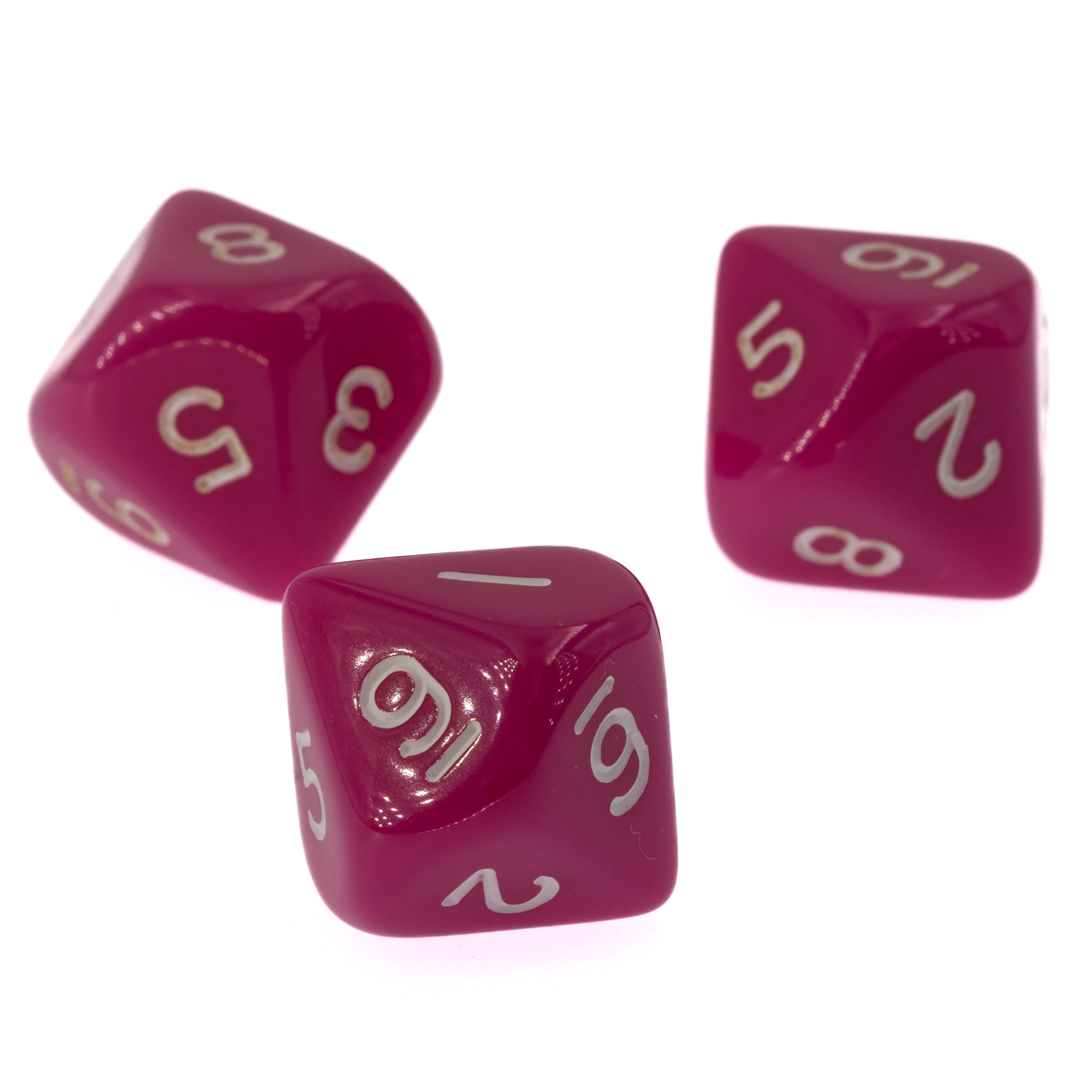 D10  dice in pink / white Opaque