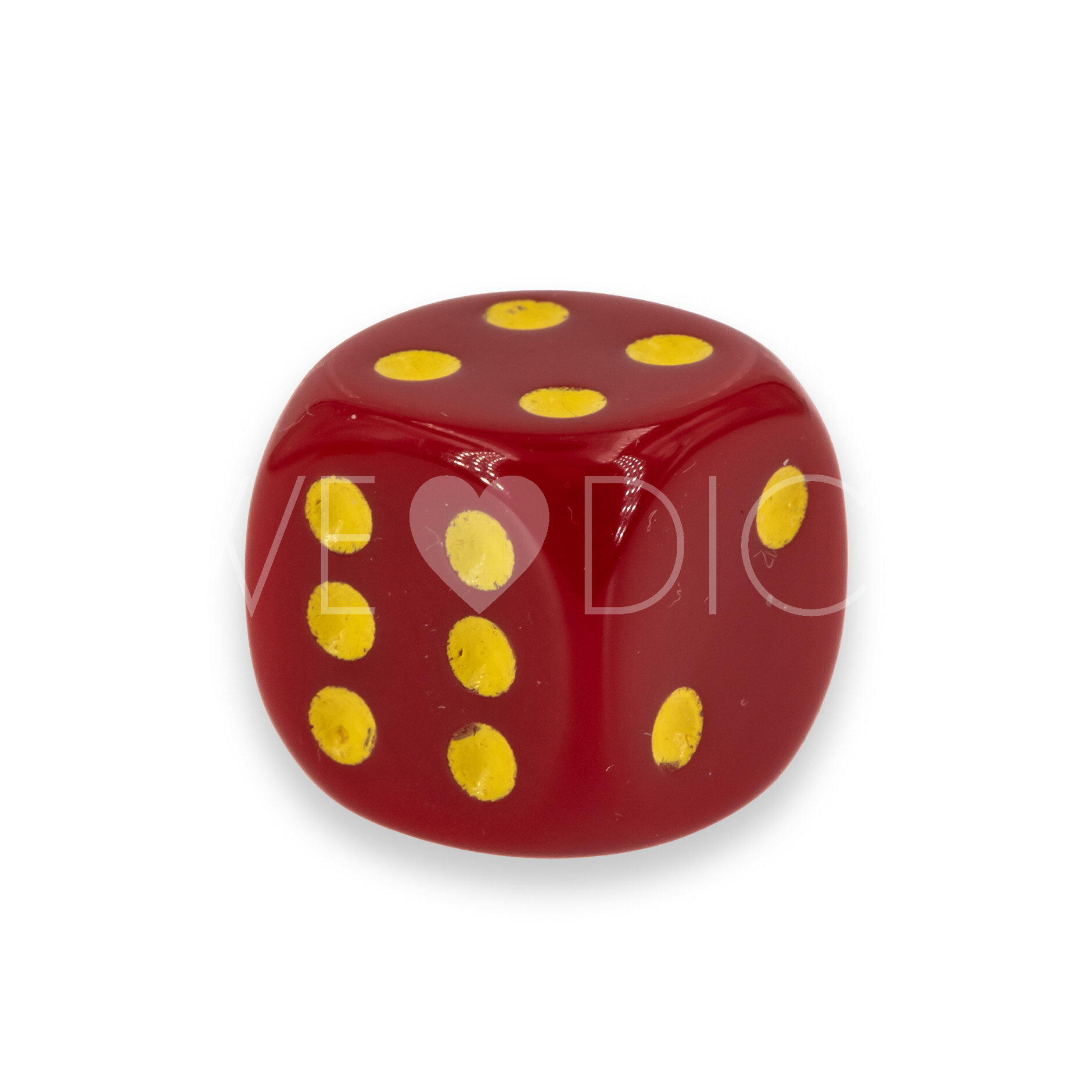 16mm  D6 Dice in red / yellow Opaque