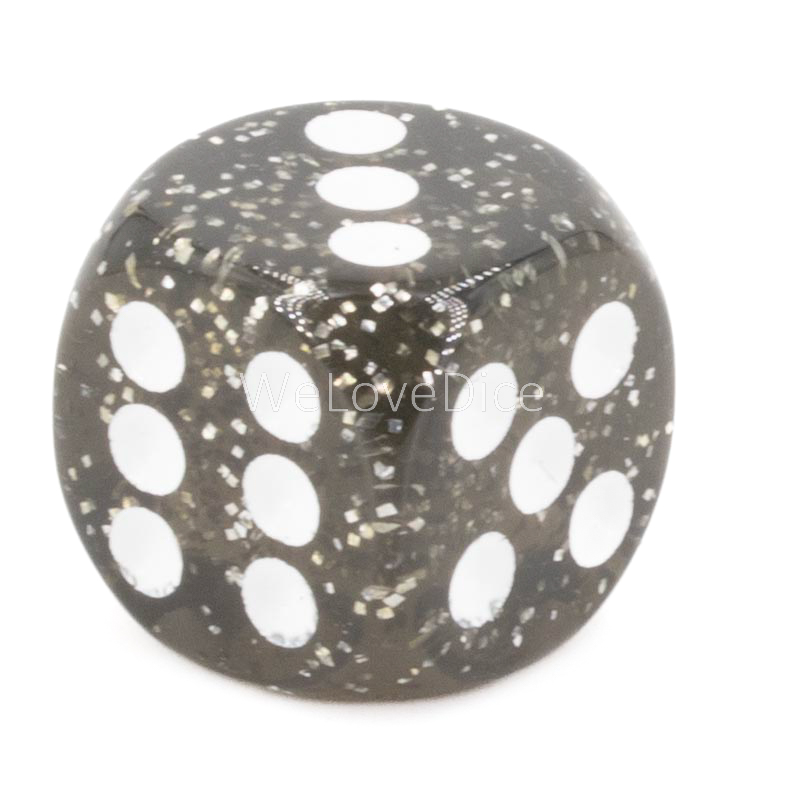 16mm  D6 Dice in glitter grey / white