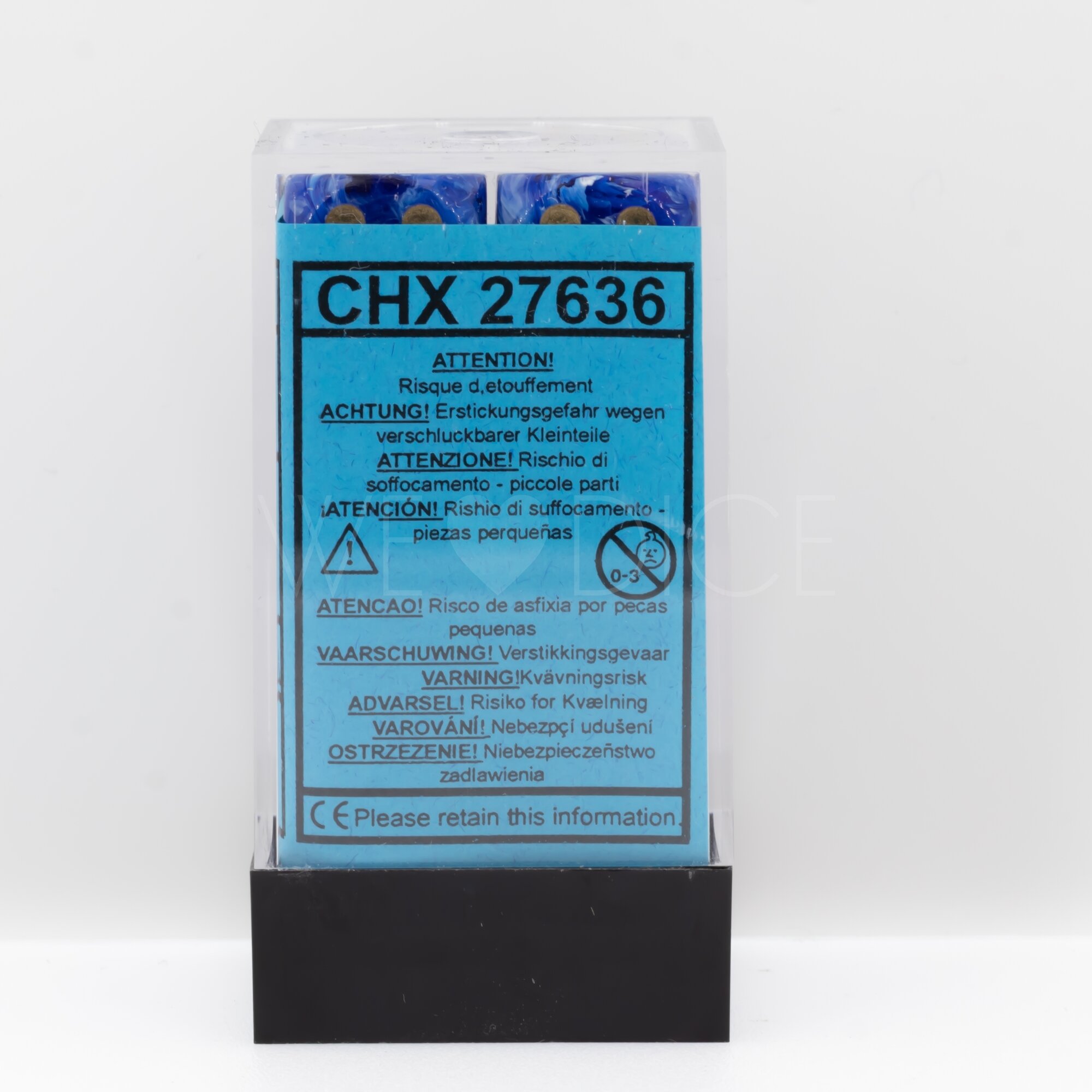 Vortex® Blau / Gold 16mm W6 Würfel Set (12 Würfel)