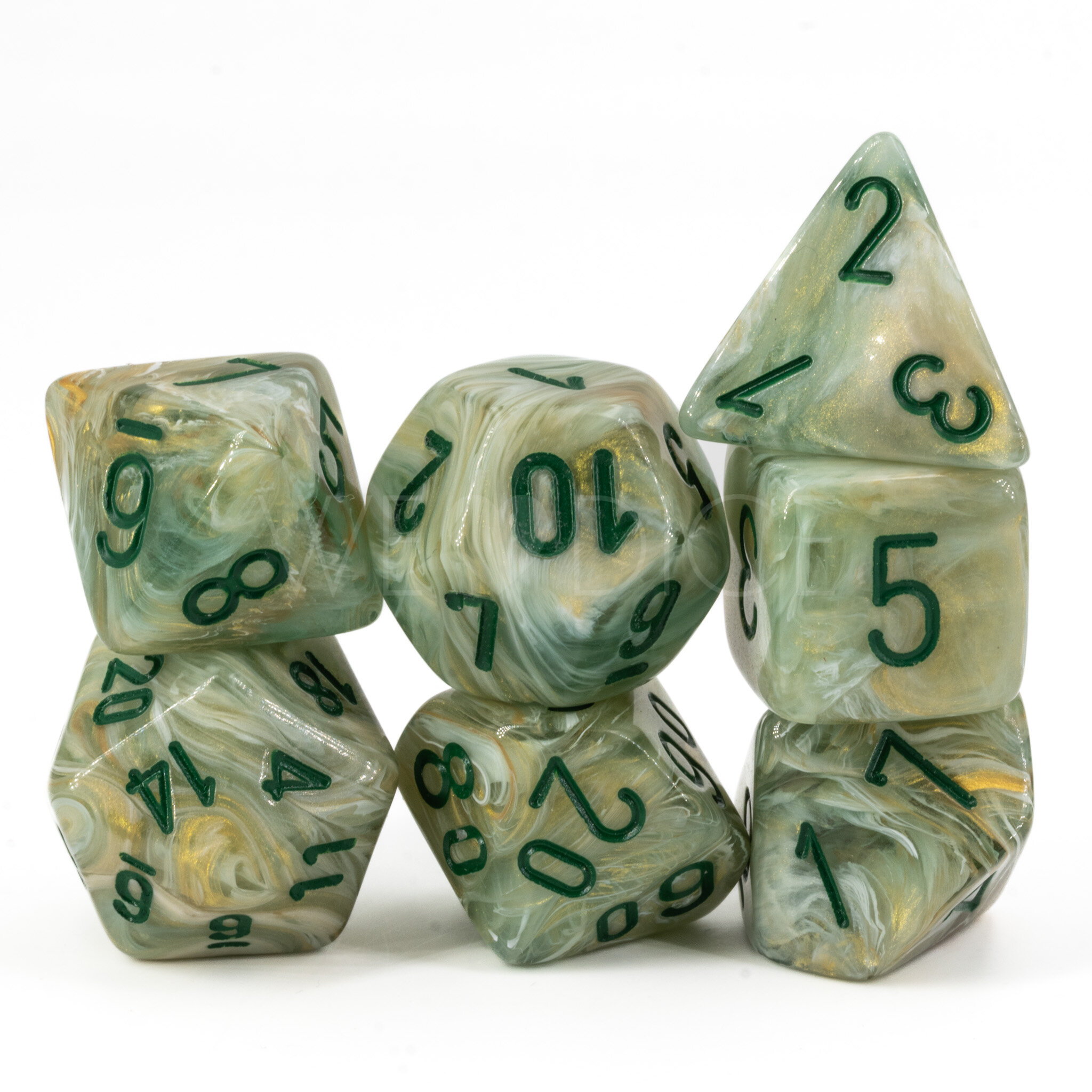 marble Mega-hedral™  Polyhedral Green / dark green 7-DieSet
