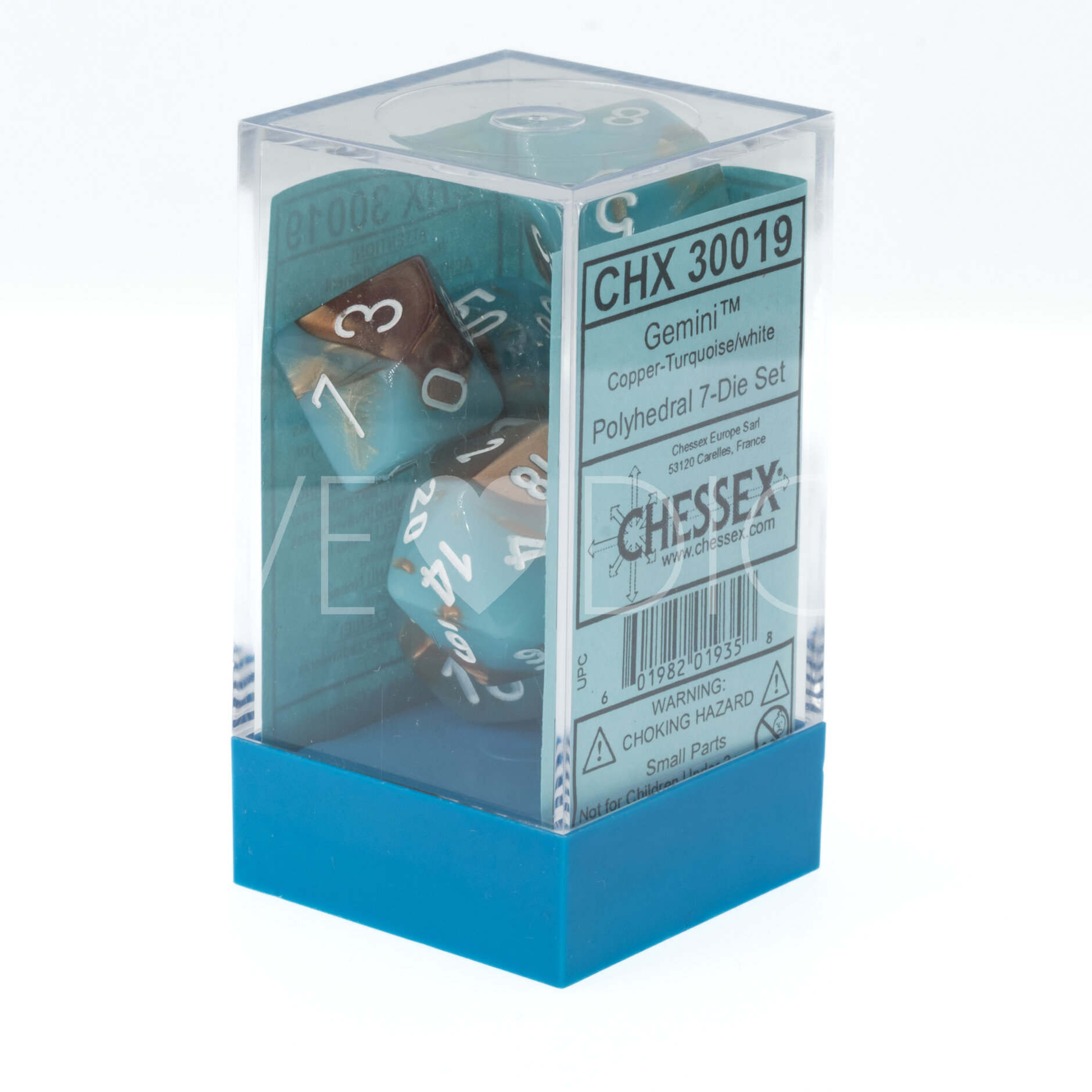 LabDice Gemini®, Luminary™ Copper-Turqoise/white  Set 7 Stück