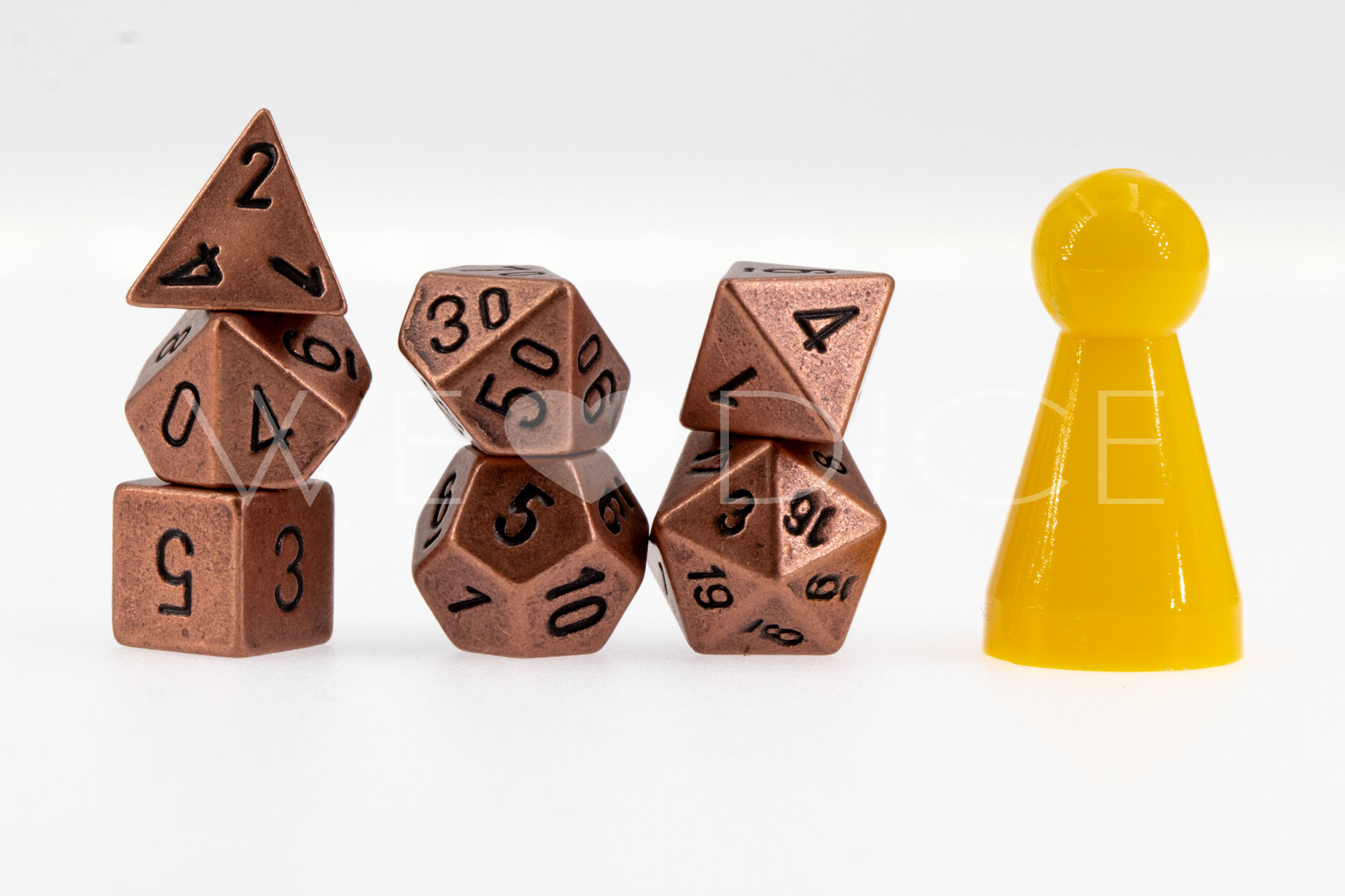 Mini-Metall dice  - Copper - 7  Pcs set
