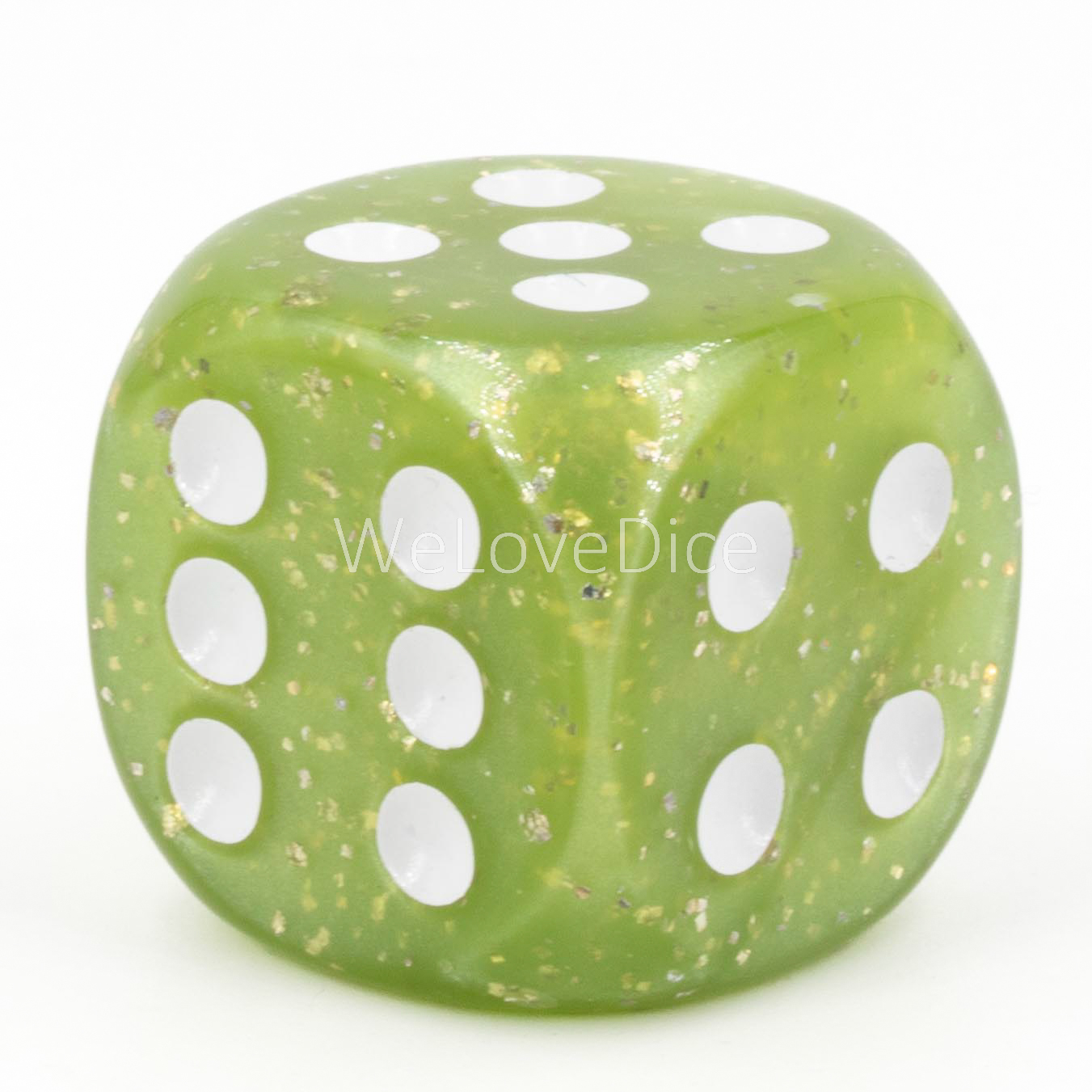22mm W6 Würfel in limetten grün glitter / weiß