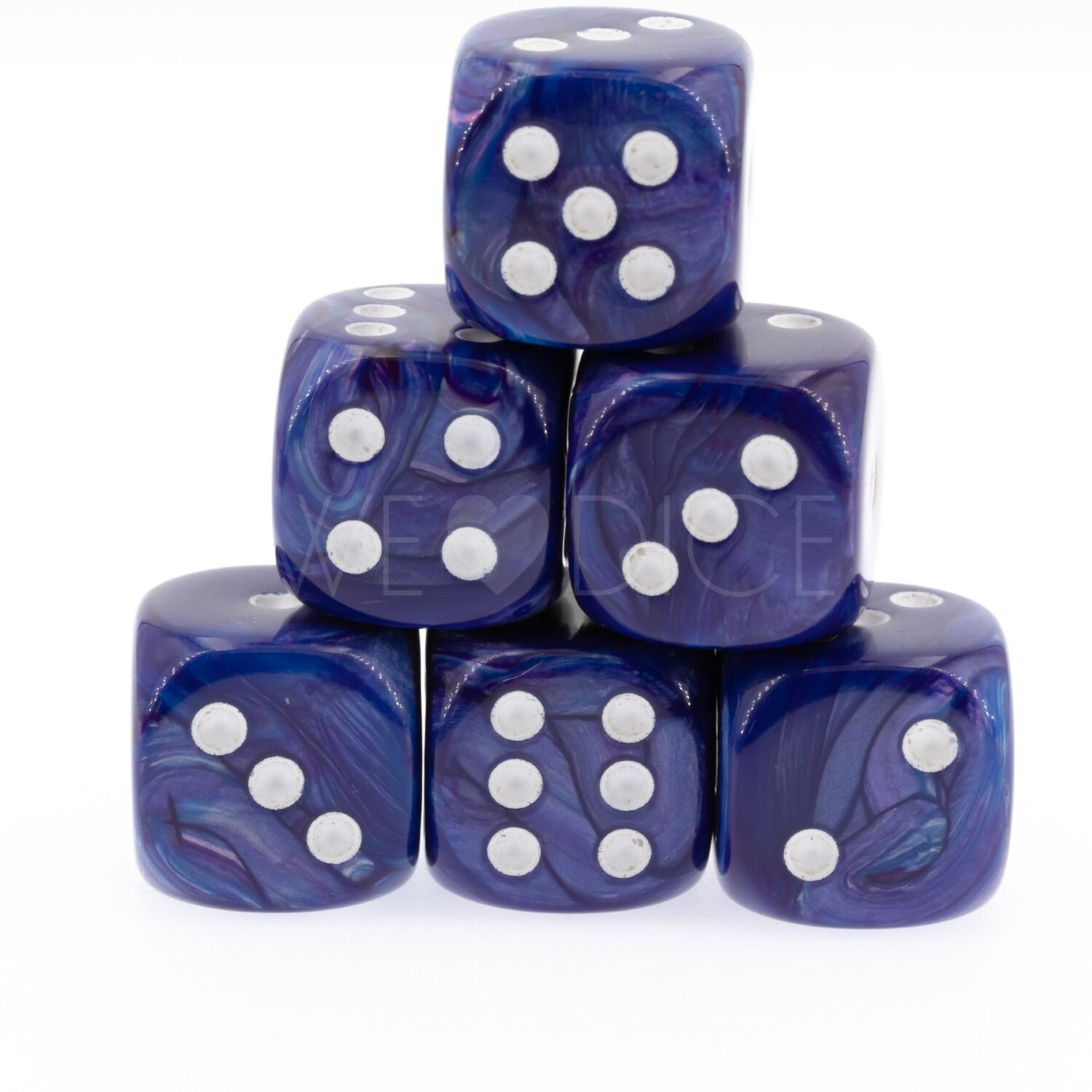 16mm W6 Würfel in Nachthimmel blau / weiss