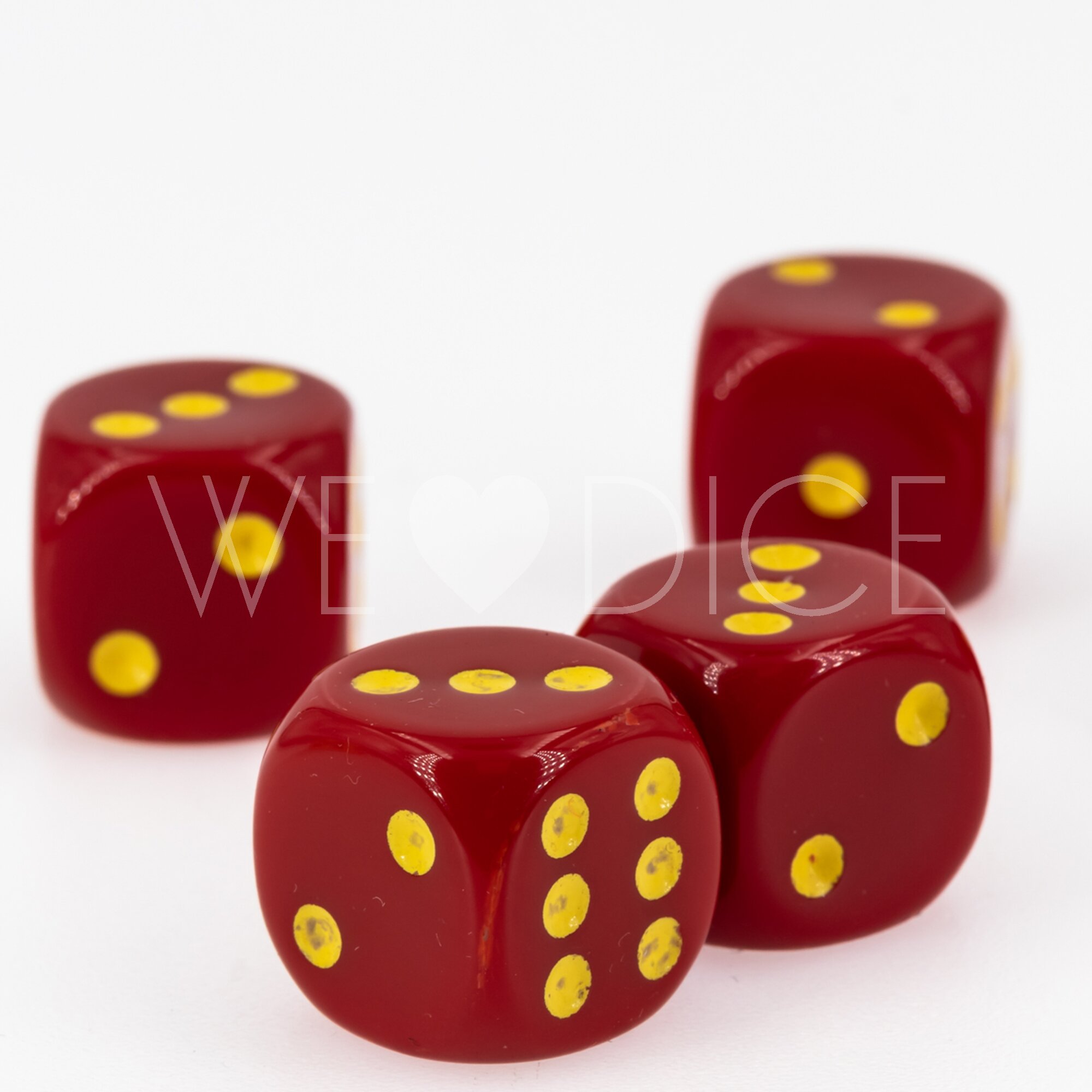 16mm  D6 Dice in red / yellow Opaque