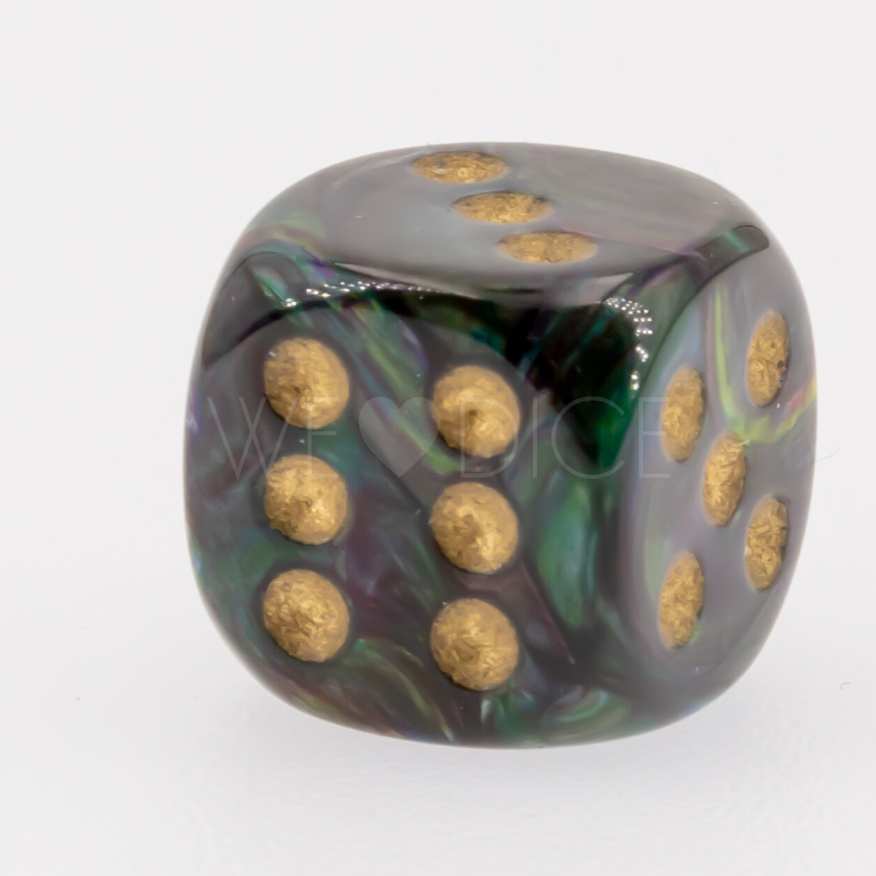 Lustrous  Shadow / Gold 12mm W6 Würfel mit Punkten (1 Stück)