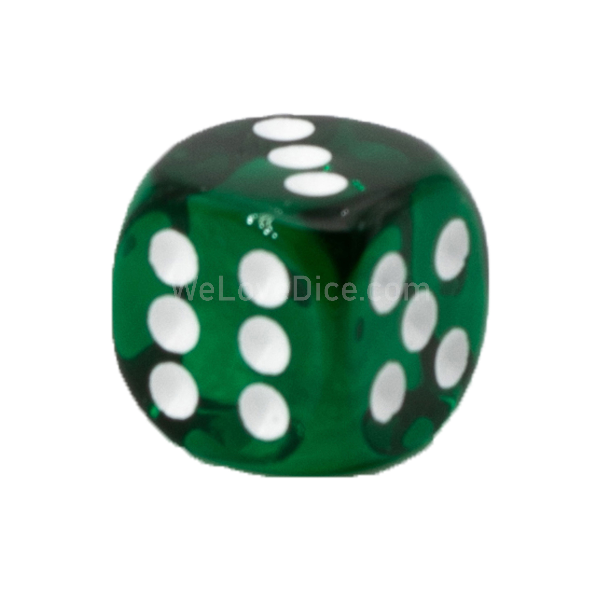 8mm  D6 Dice in dark green translucent / white Translucent