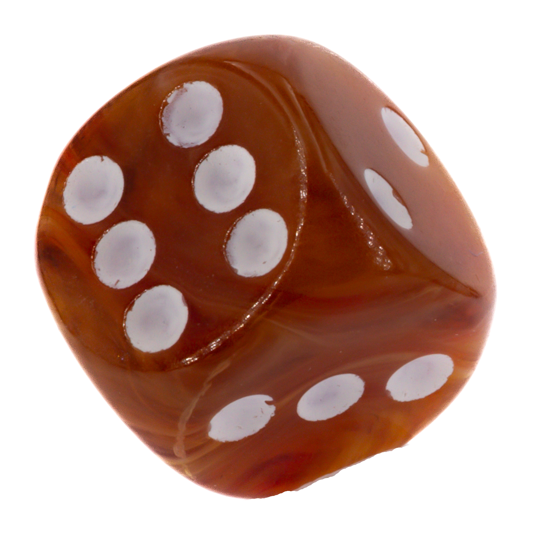 16mm  D6 Dice in caramel brown / white Marbled