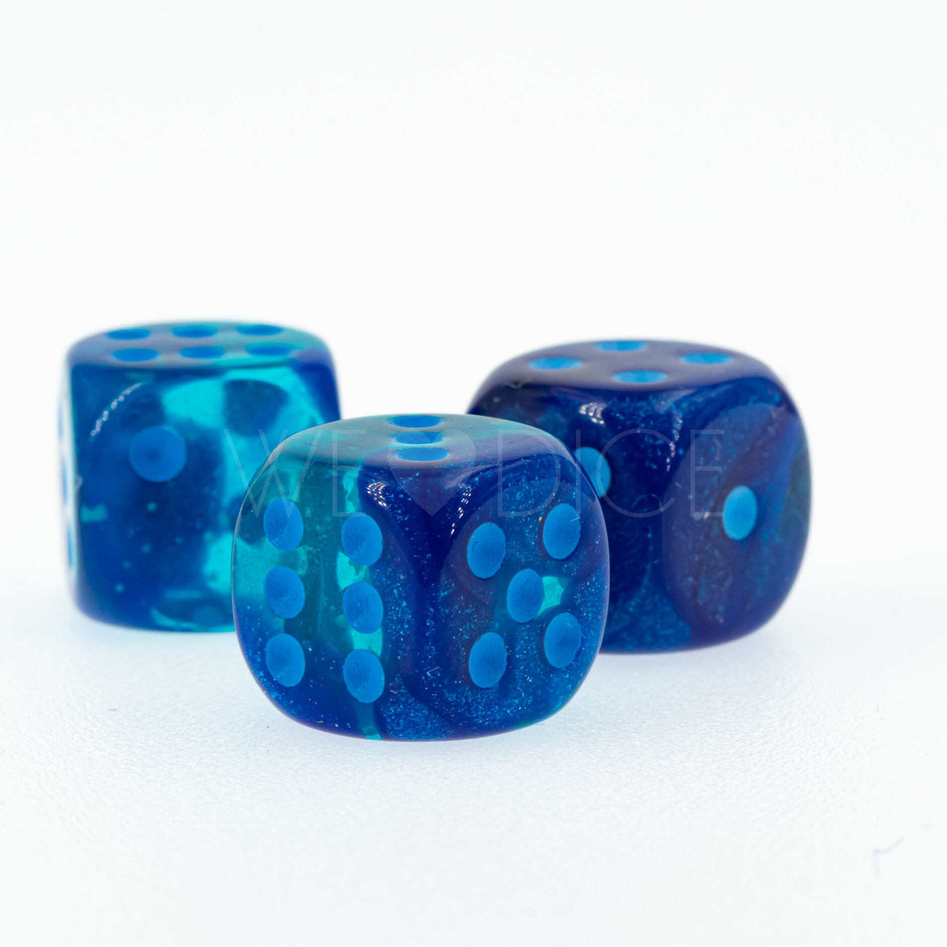 Gemini® Blau-Blau / hellblau 12mm W6 Würfel mit Punkten (1 Stück)