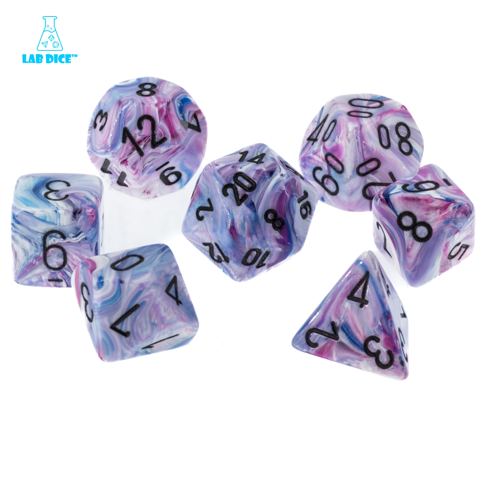 LabDice Festive® Hydrangea/black  Set 8 Stück