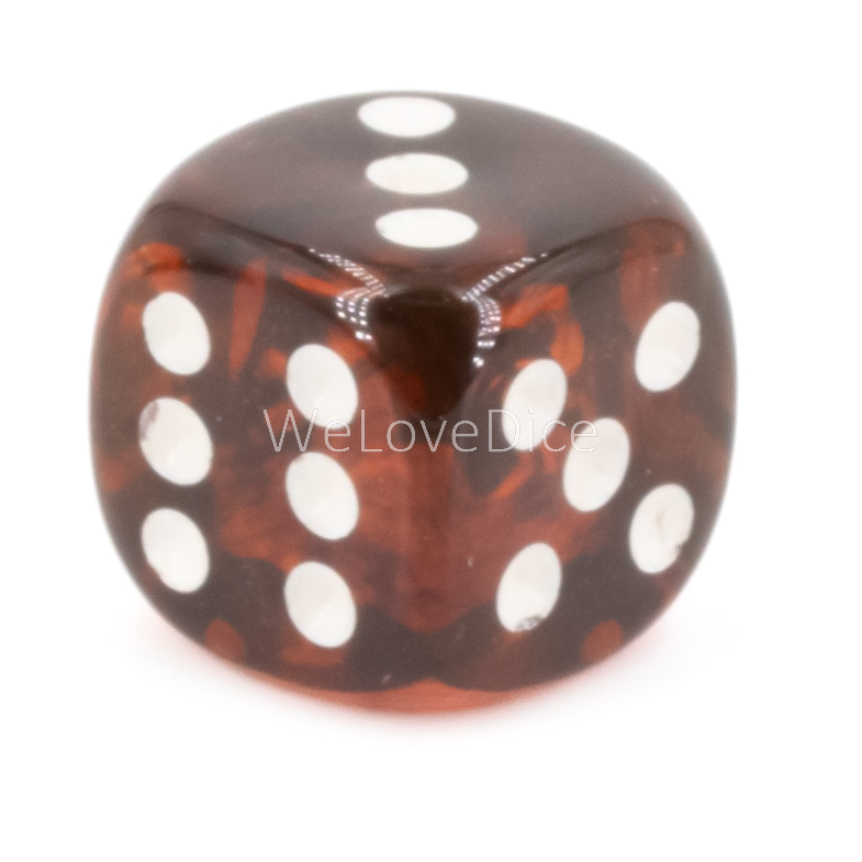16mm  D6 Dice in tortoise brown / white