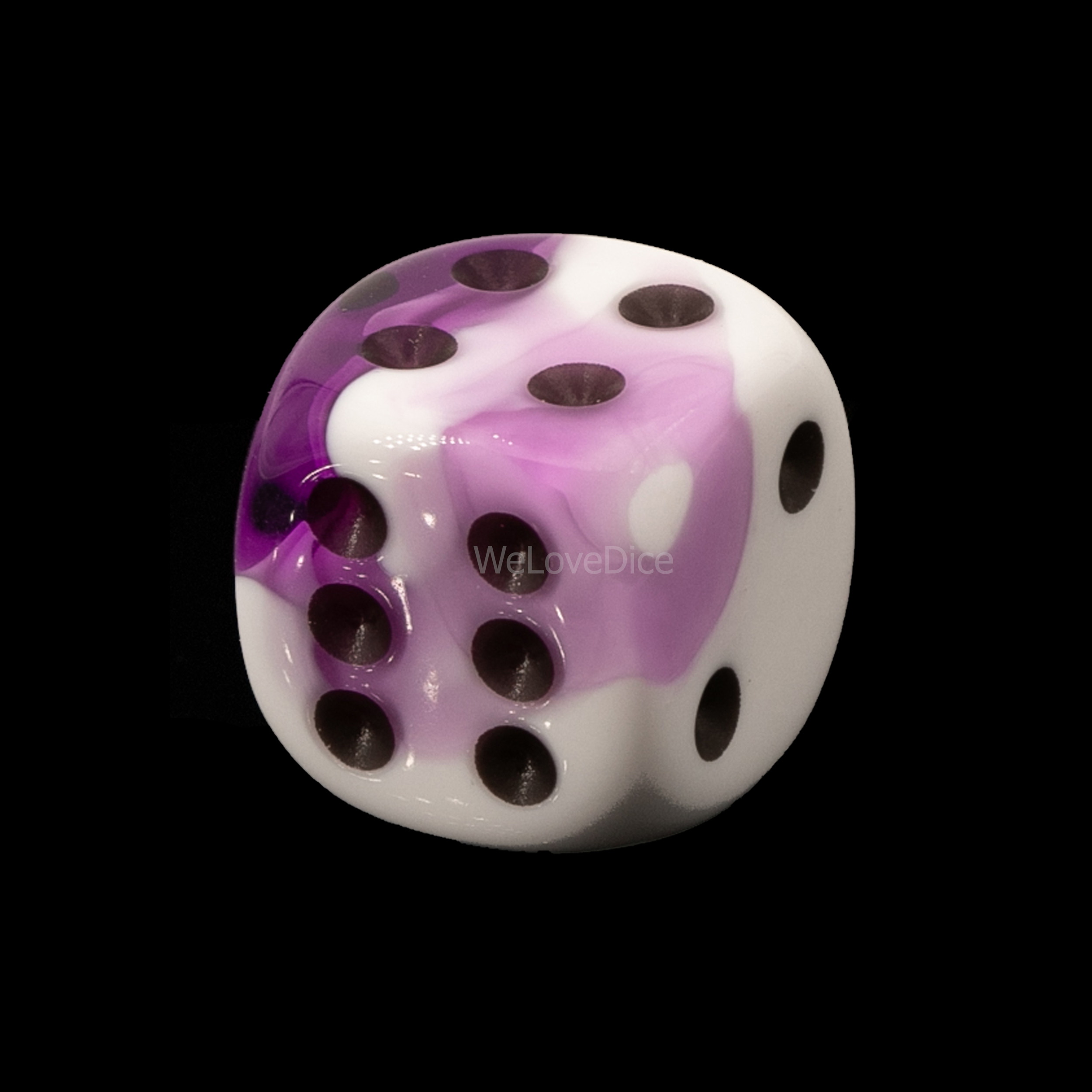 16mm W6 Würfel in weiß lila / schwarz