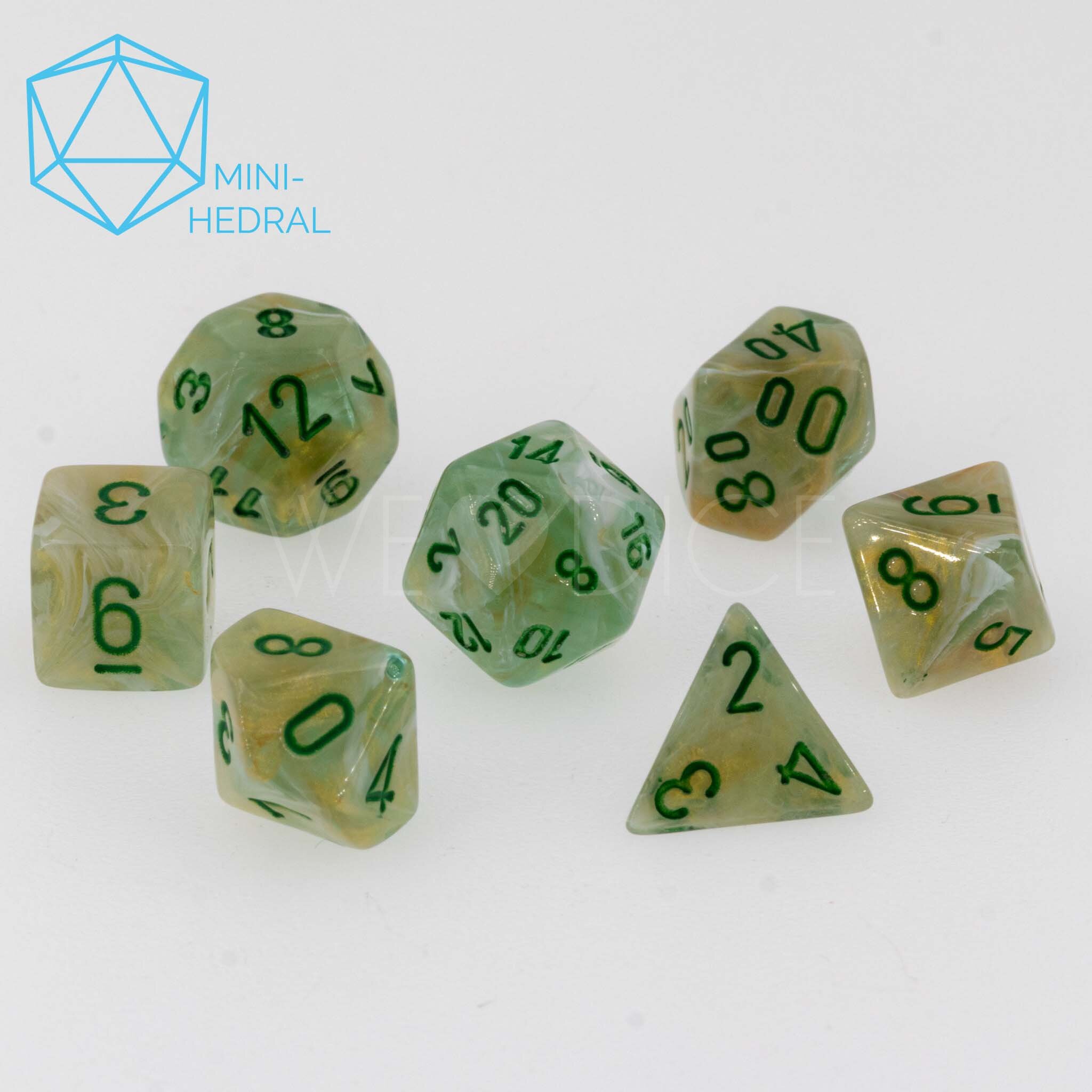 Mini-hedral Marble  Polyhedral Grün / Dunkelgrün 7-Würfel Set