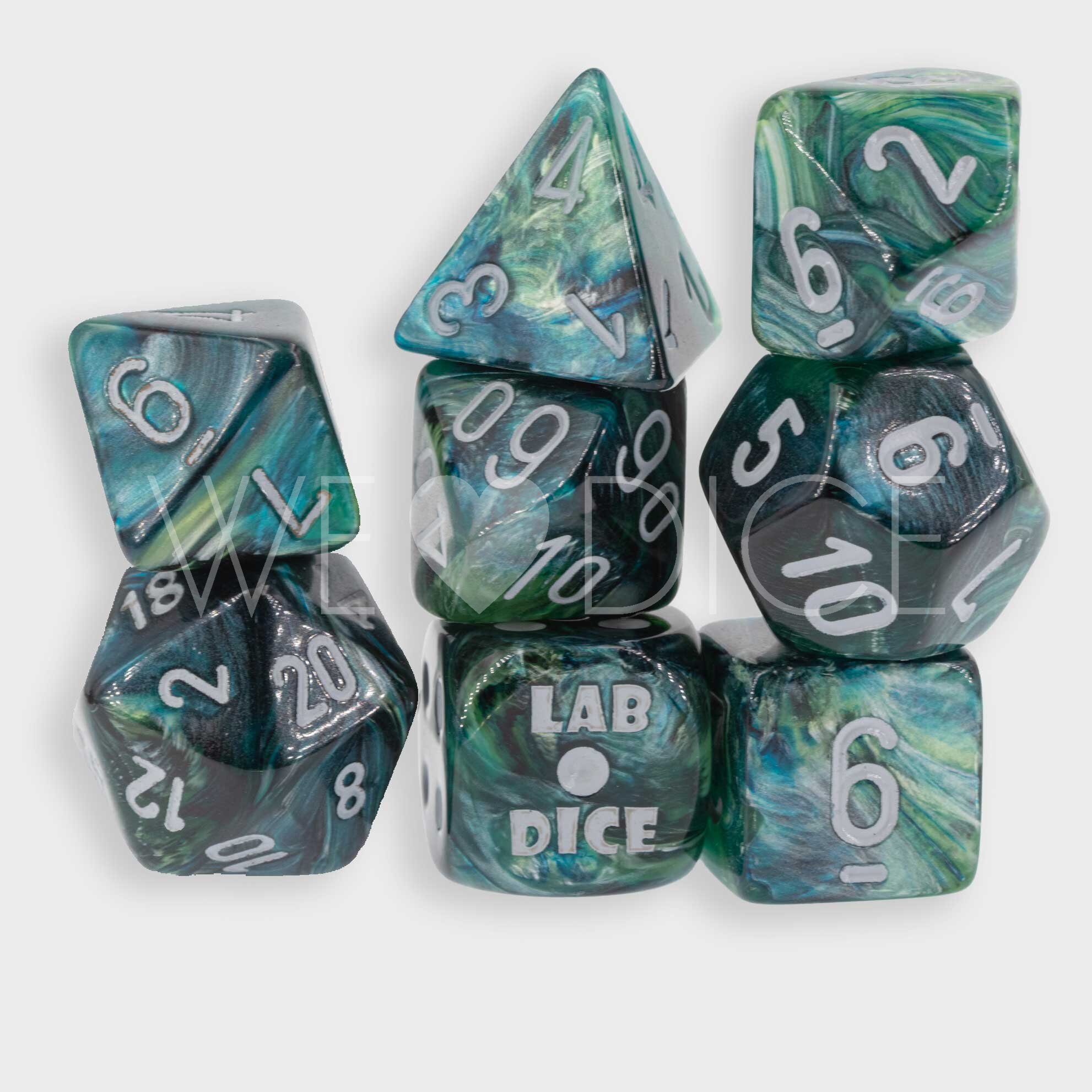 PRE ORDER LabDice Lustrous  Neptune™ / grey  Set 8 Stück