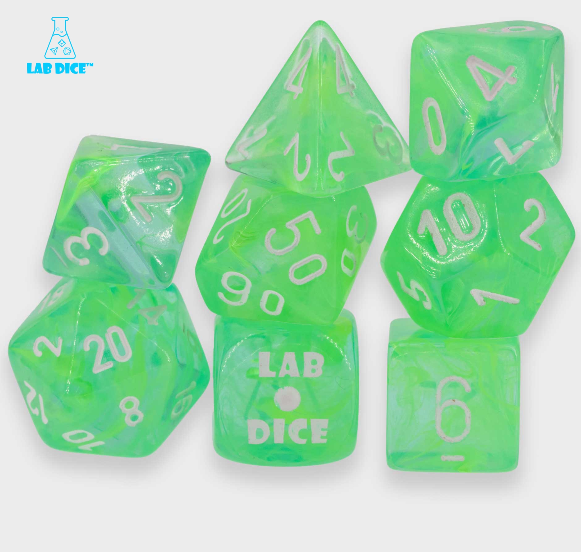 LabDice Nebula® Gelatinous™ / weiss  Set 8 Stück