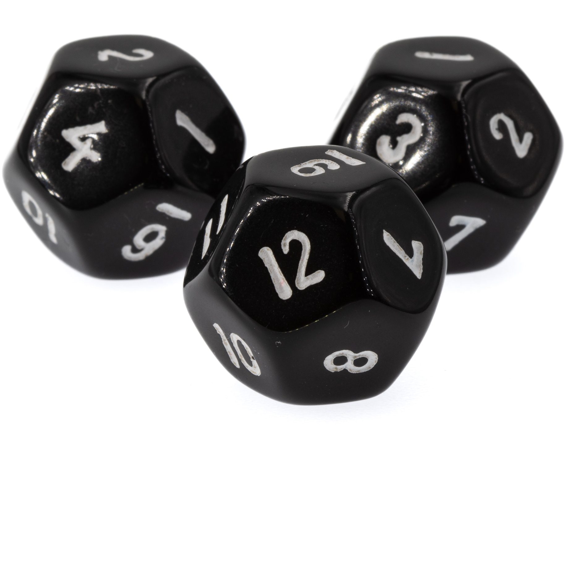D12dice in black opaque