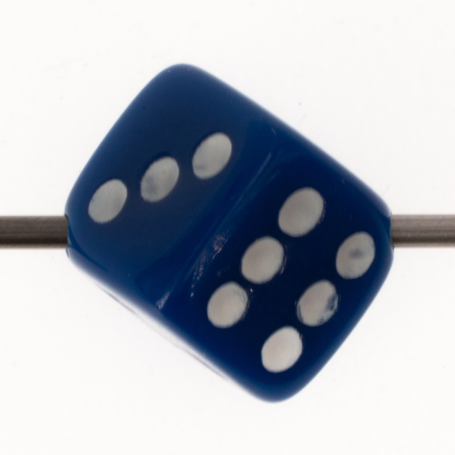  5mm Dice bead - dark blue / white Opaque, in