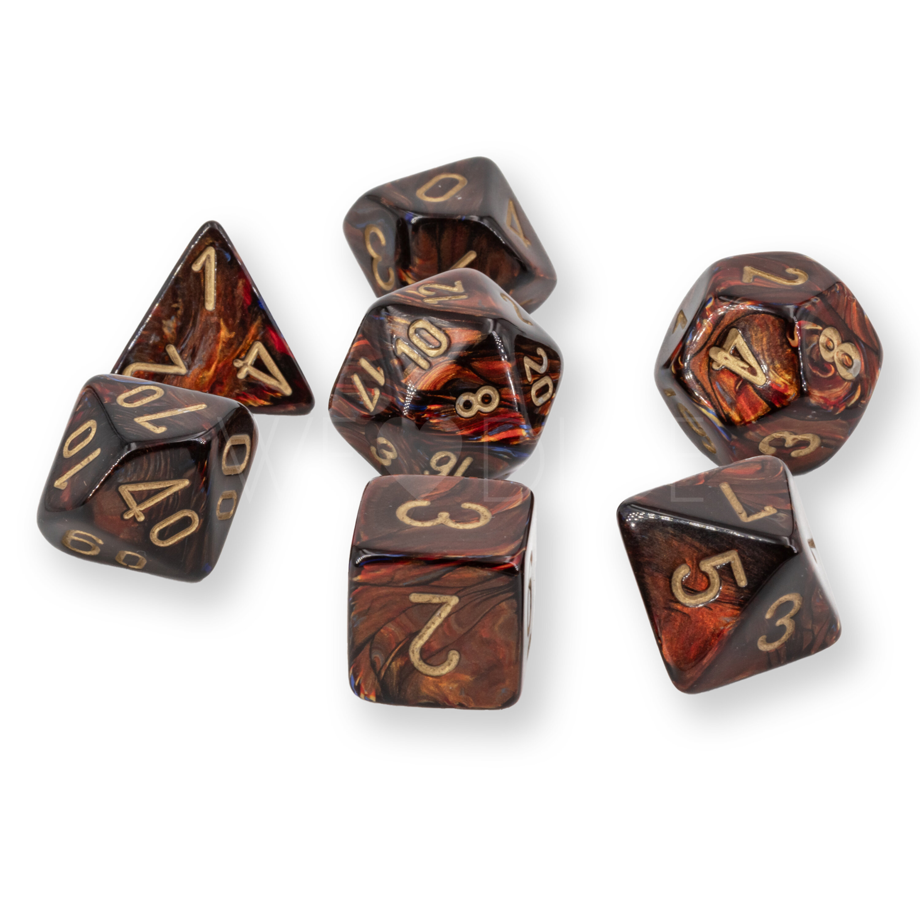 Scarab® Mega-hedral™  Polyhedral Blue Blood / gold 7-DieSet
