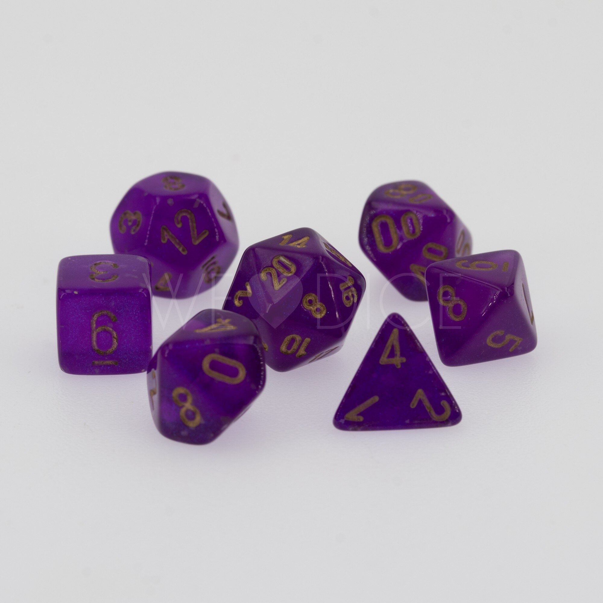 Borealis® Mini-hedral Polyhedral Royal Purple / gold   7-DieSet