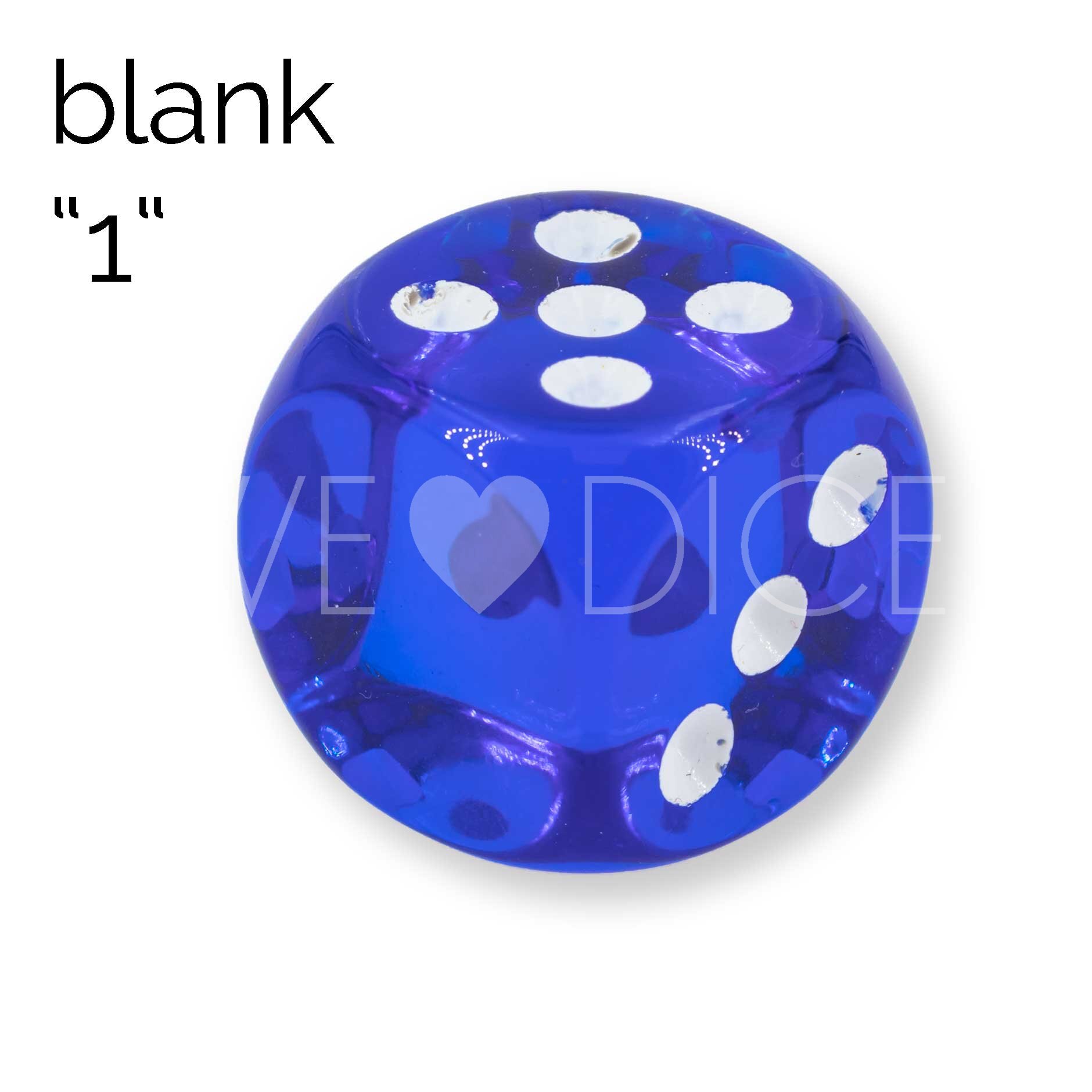 16mm Dice in dark blue / white Translucent no "6"