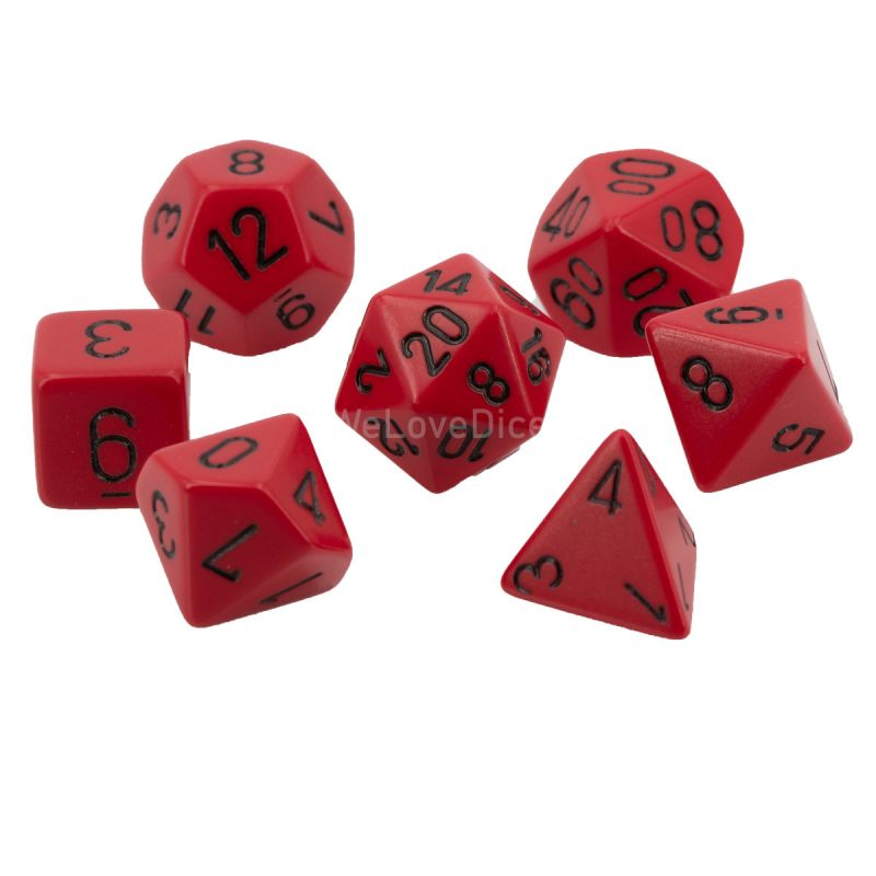Satt Polyhedral rot / schwarz 7-Würfel Set